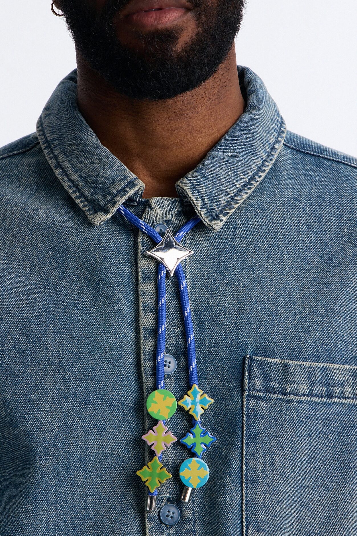 Icy Bungee Cord Necklace - Blue/combo