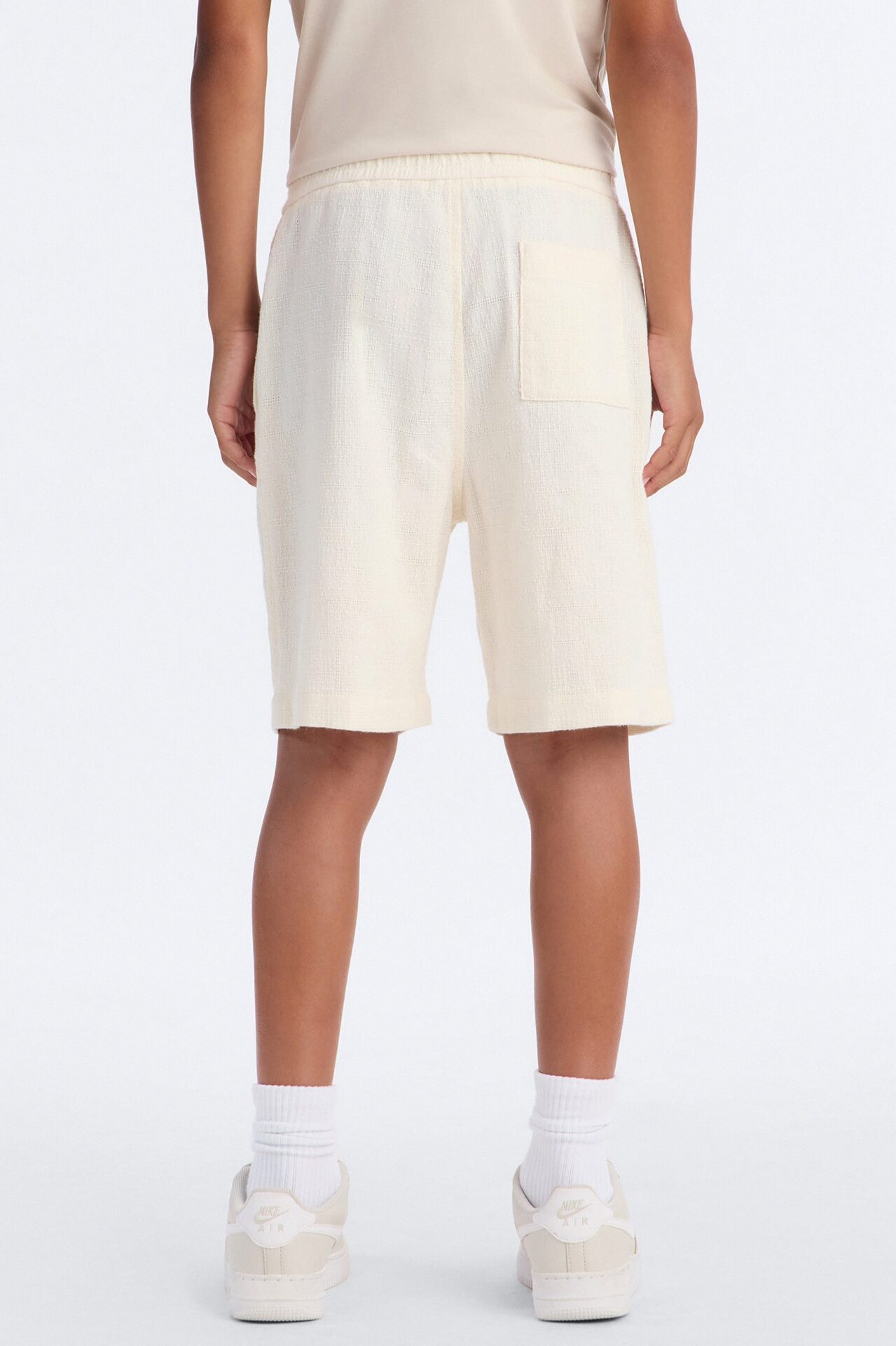 Mini Made History Textured Shorts - Cream