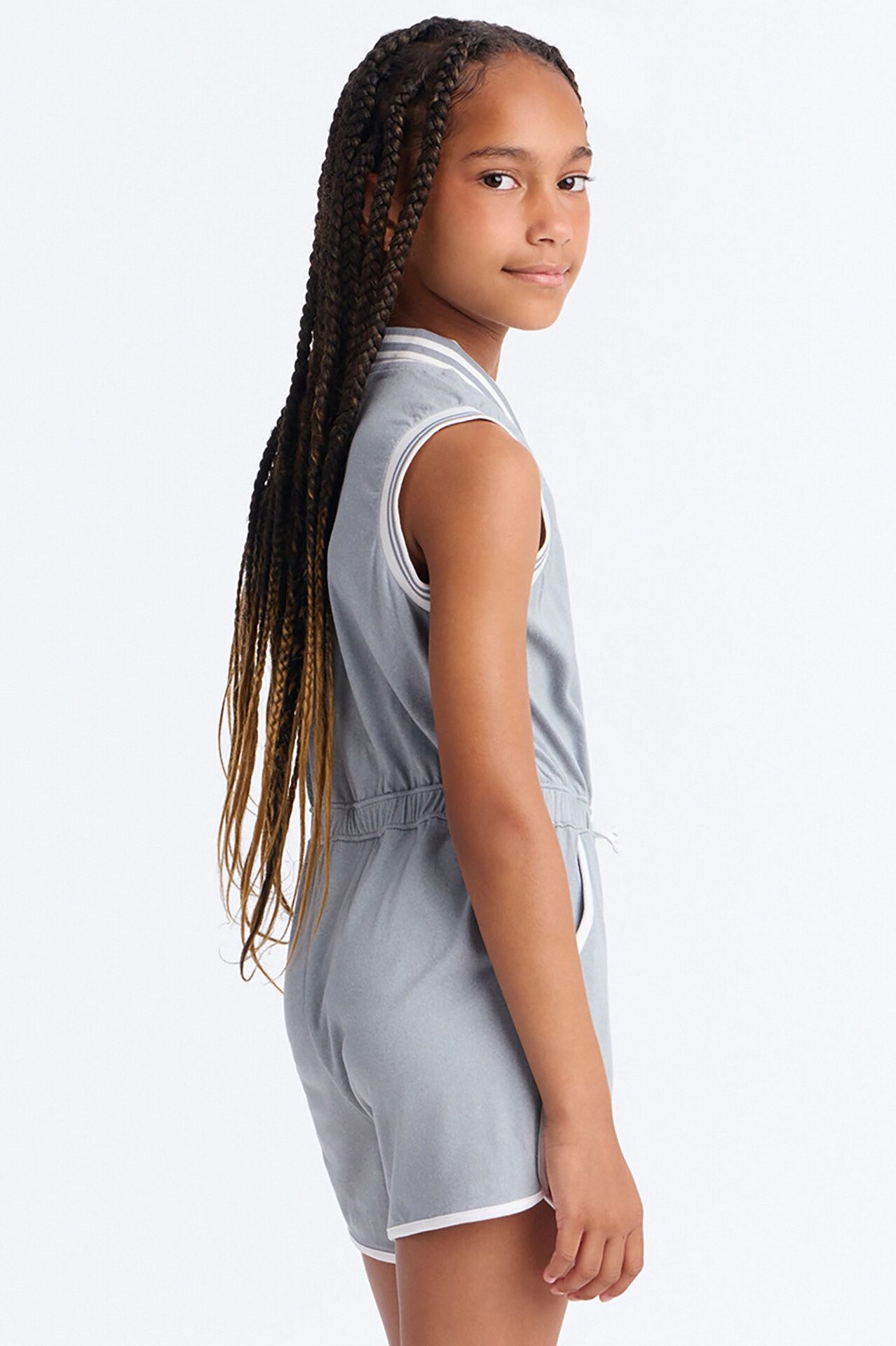 Mini Reaching For The Stars Sleeveless Romper - Heather Grey