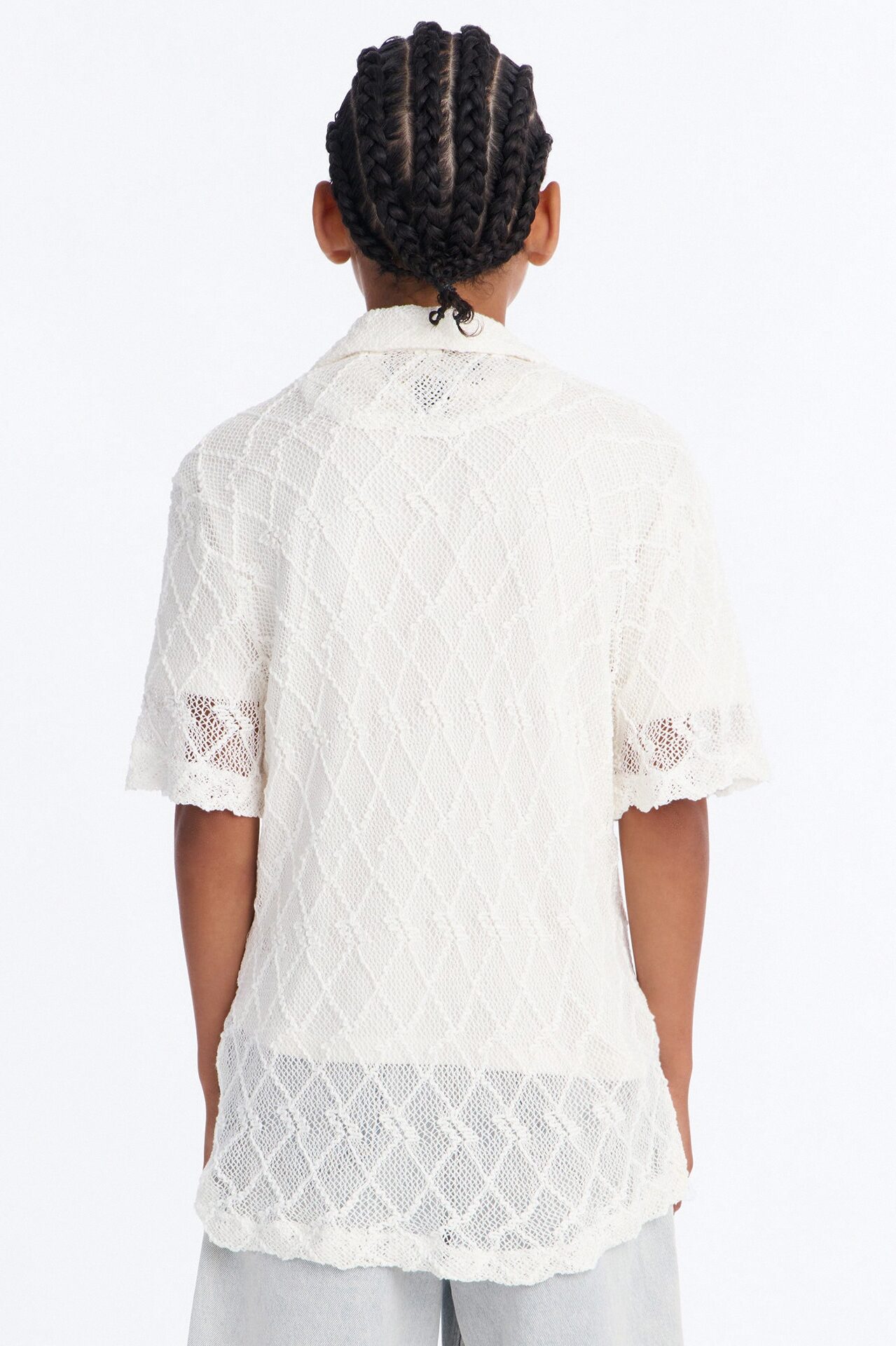 Mini Devoted To It Jacquard Button Down Shirt - White
