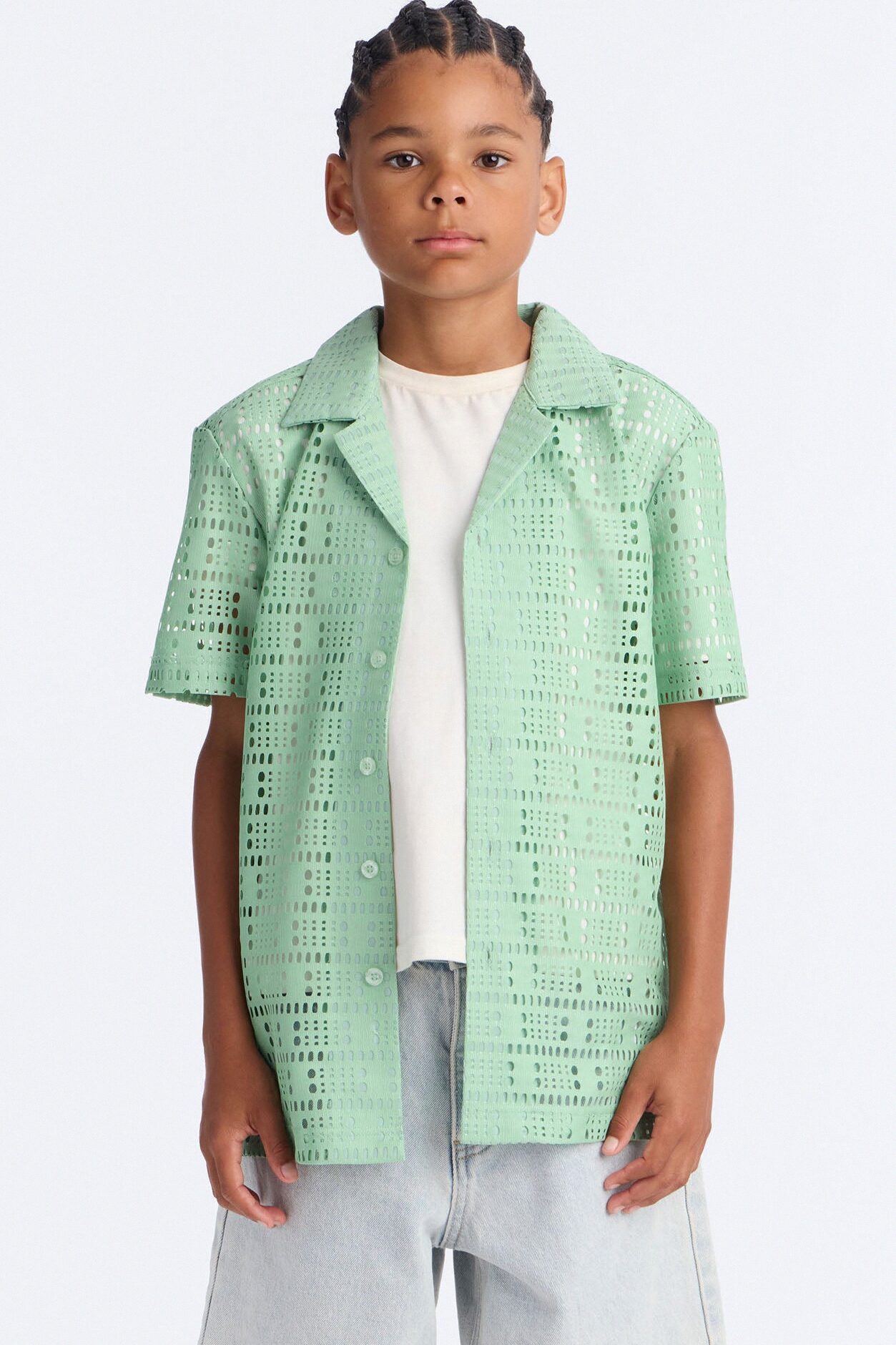 Mini All Along Button Down Shirt - Sage