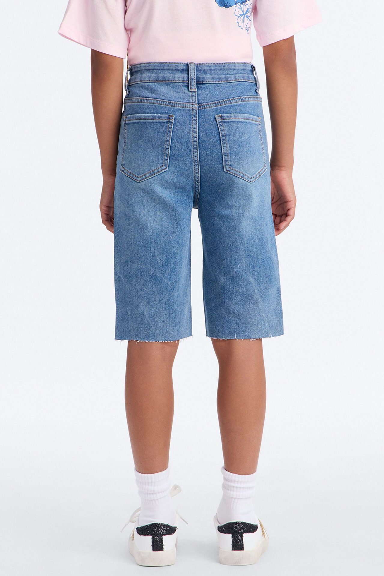Mini Everything's Good Super Stretch Denim Bermudas - Medium Blue Wash