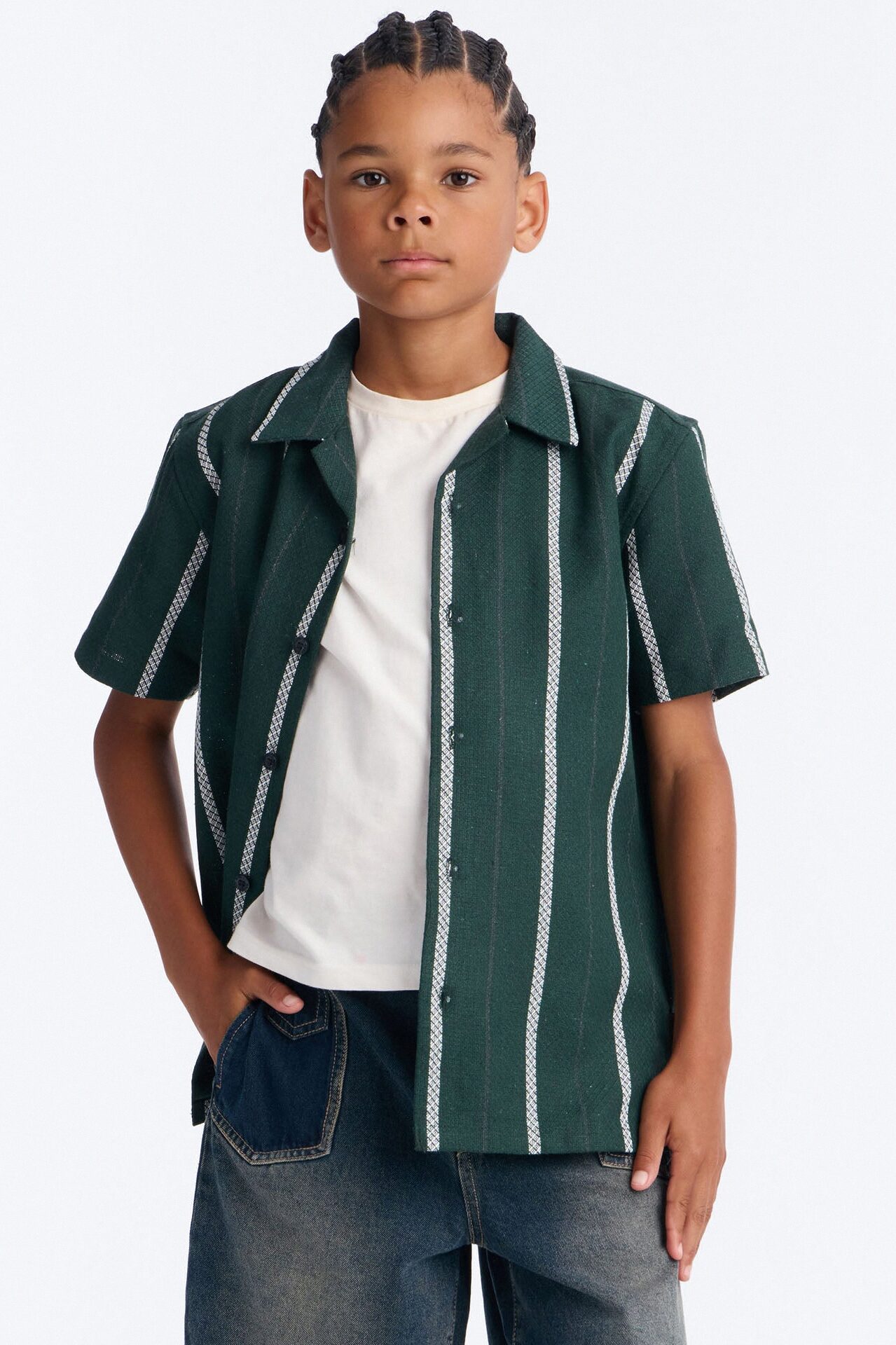 Mini Know Why Striped Button Down Shirt - Green