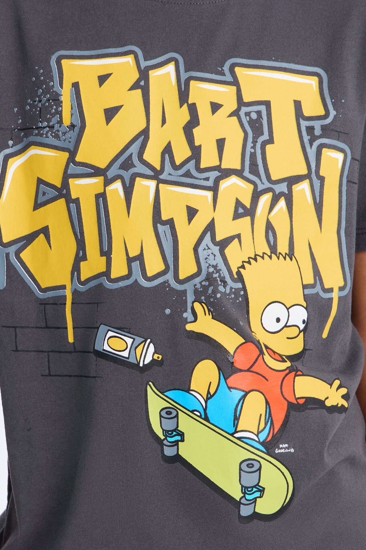 Mini Bart Simpson Skater Short Sleeve Tee - Charcoal