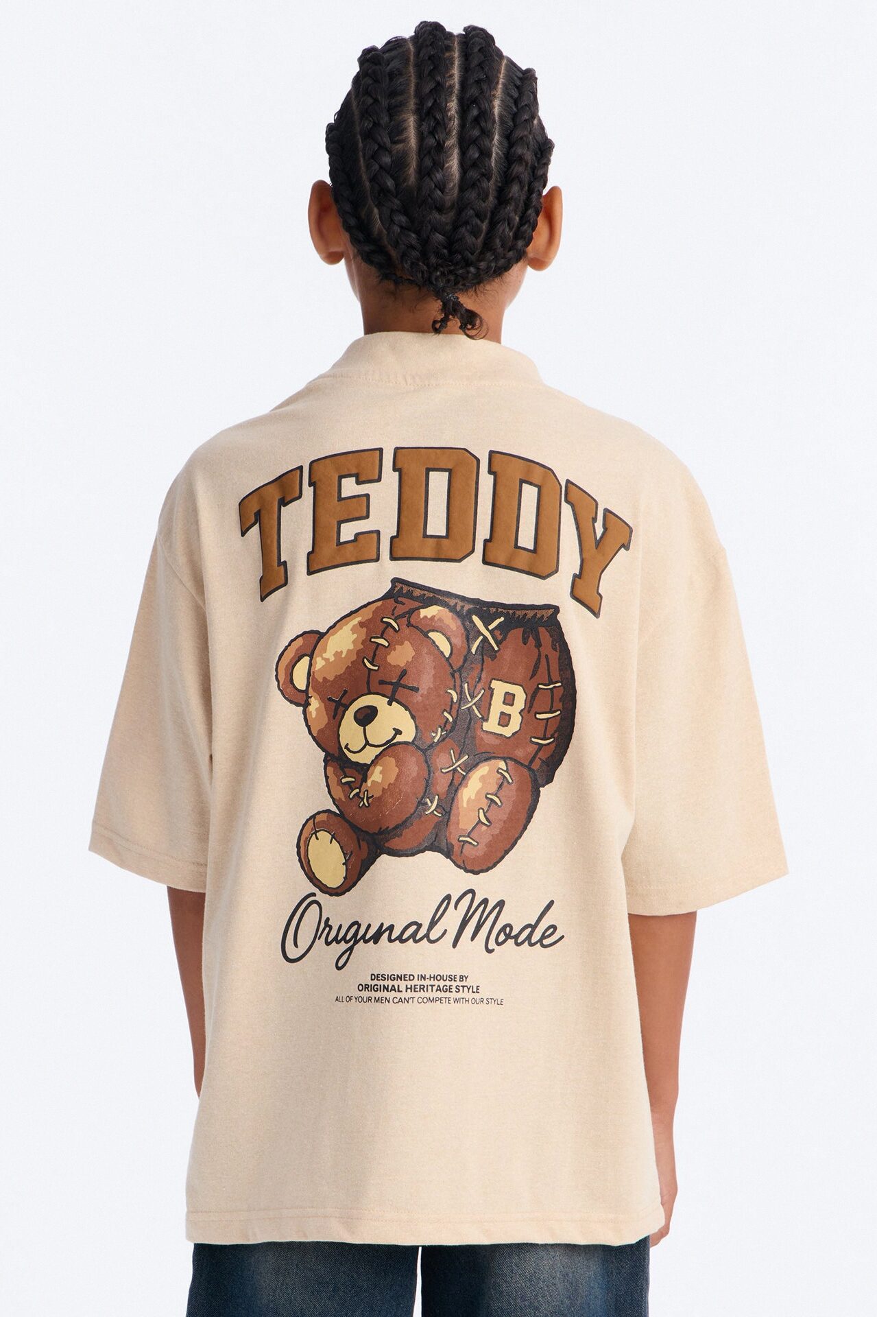 Mini Original Teddy Short Sleeve Front/Back Tee - Sand