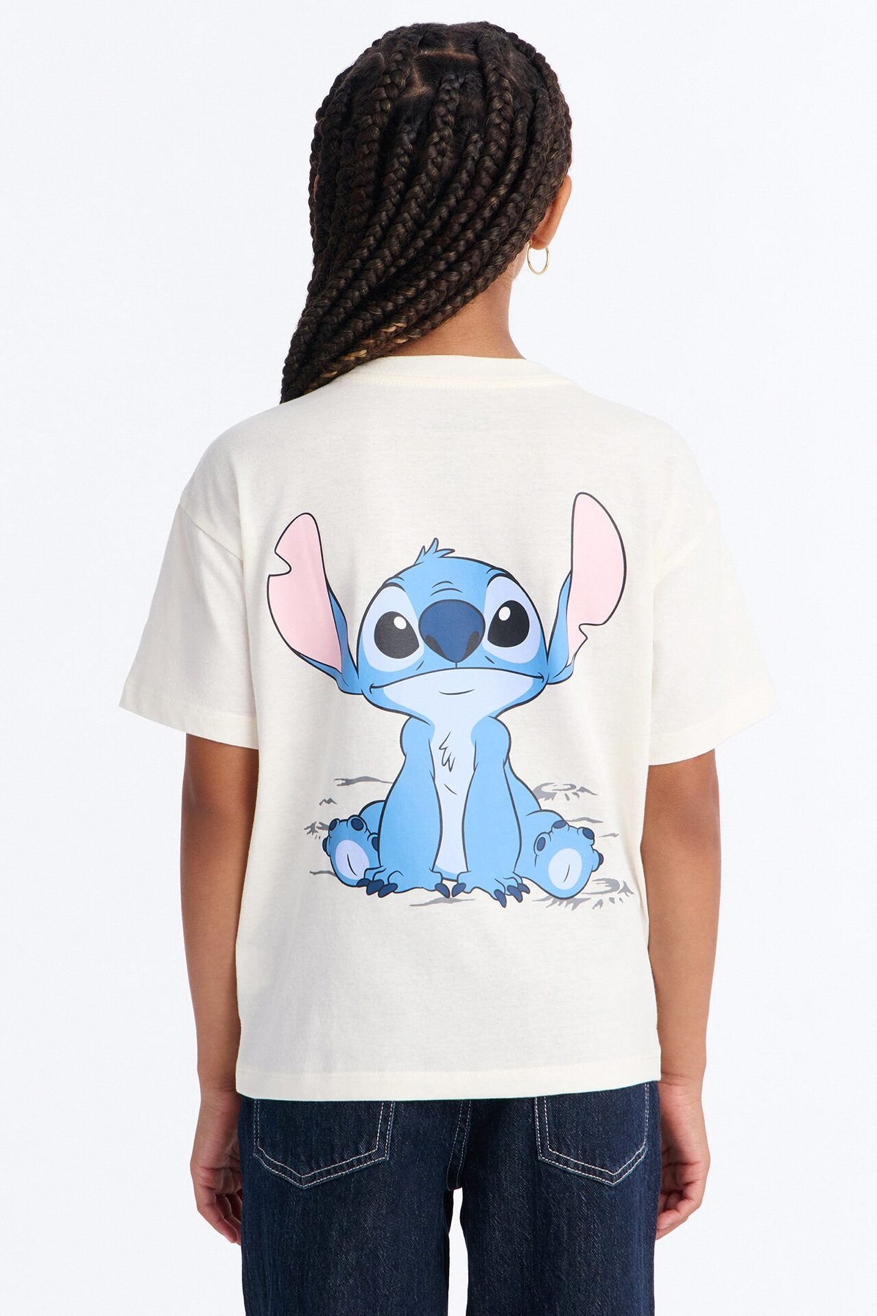 Mini Lilo And Stitch Ohana Front/Back Short Sleeve Tee - Ivory
