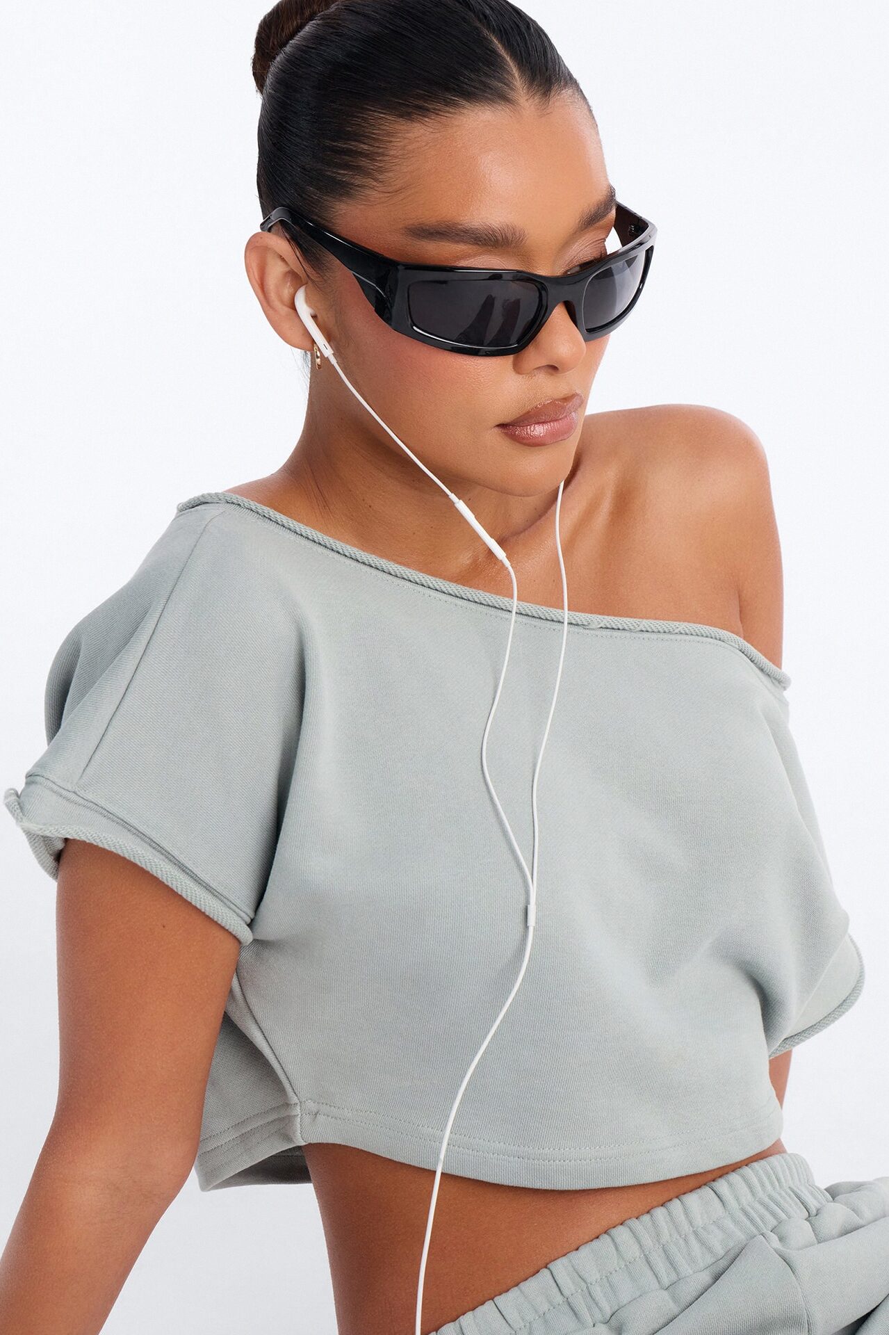 Shia Off Shoulder Short Set - Sage