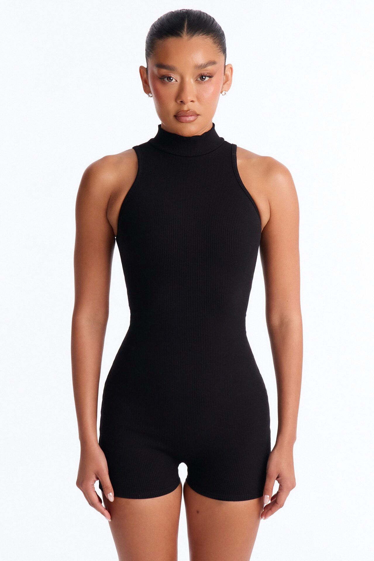 Maribel Snatched Sleeveless Romper - Black