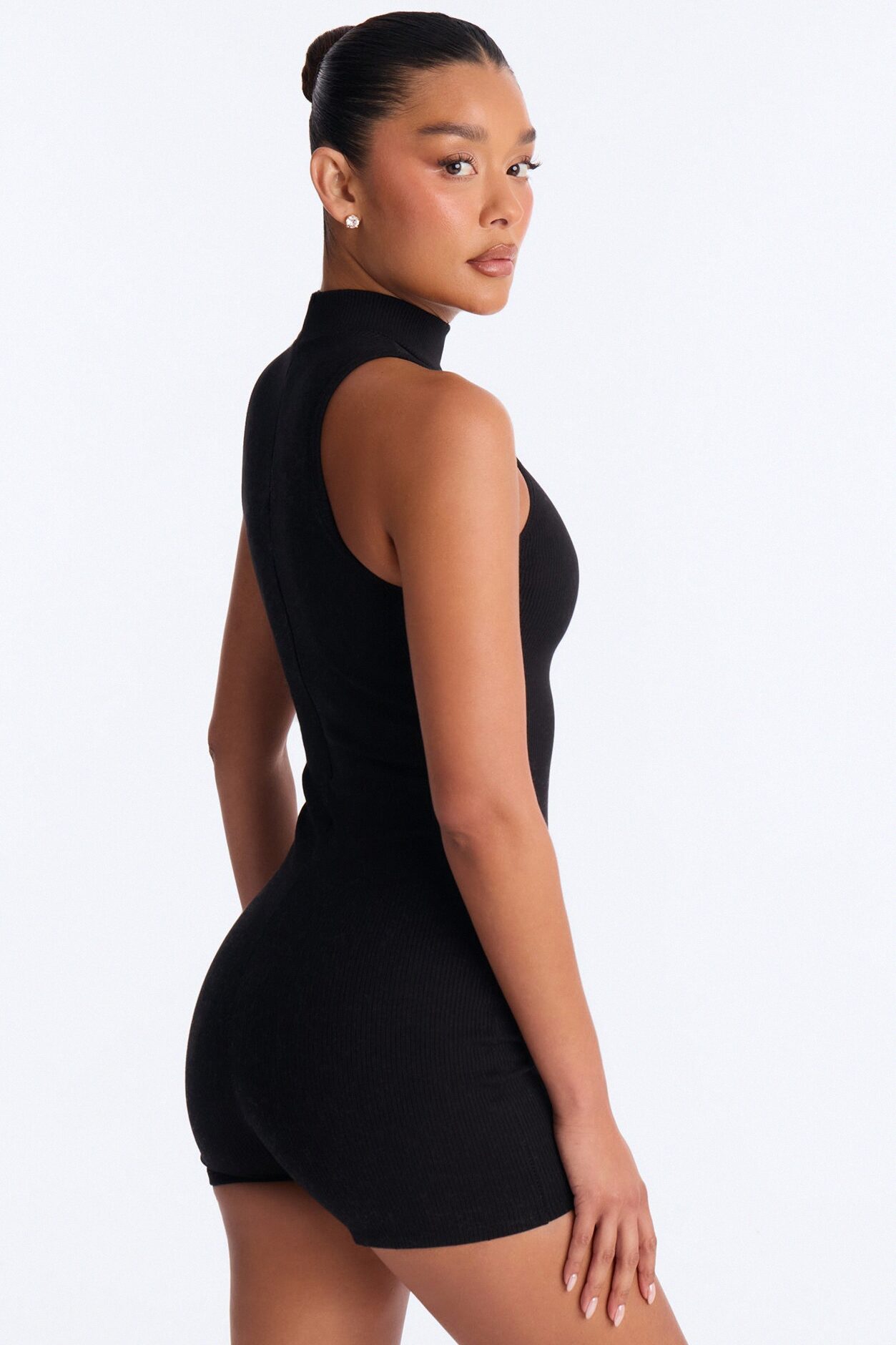 Maribel Snatched Sleeveless Romper - Black