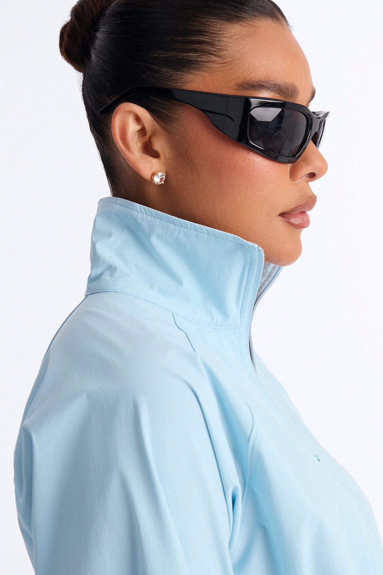 Alora Windbreaker Lounge Quarter Zip - Light Blue