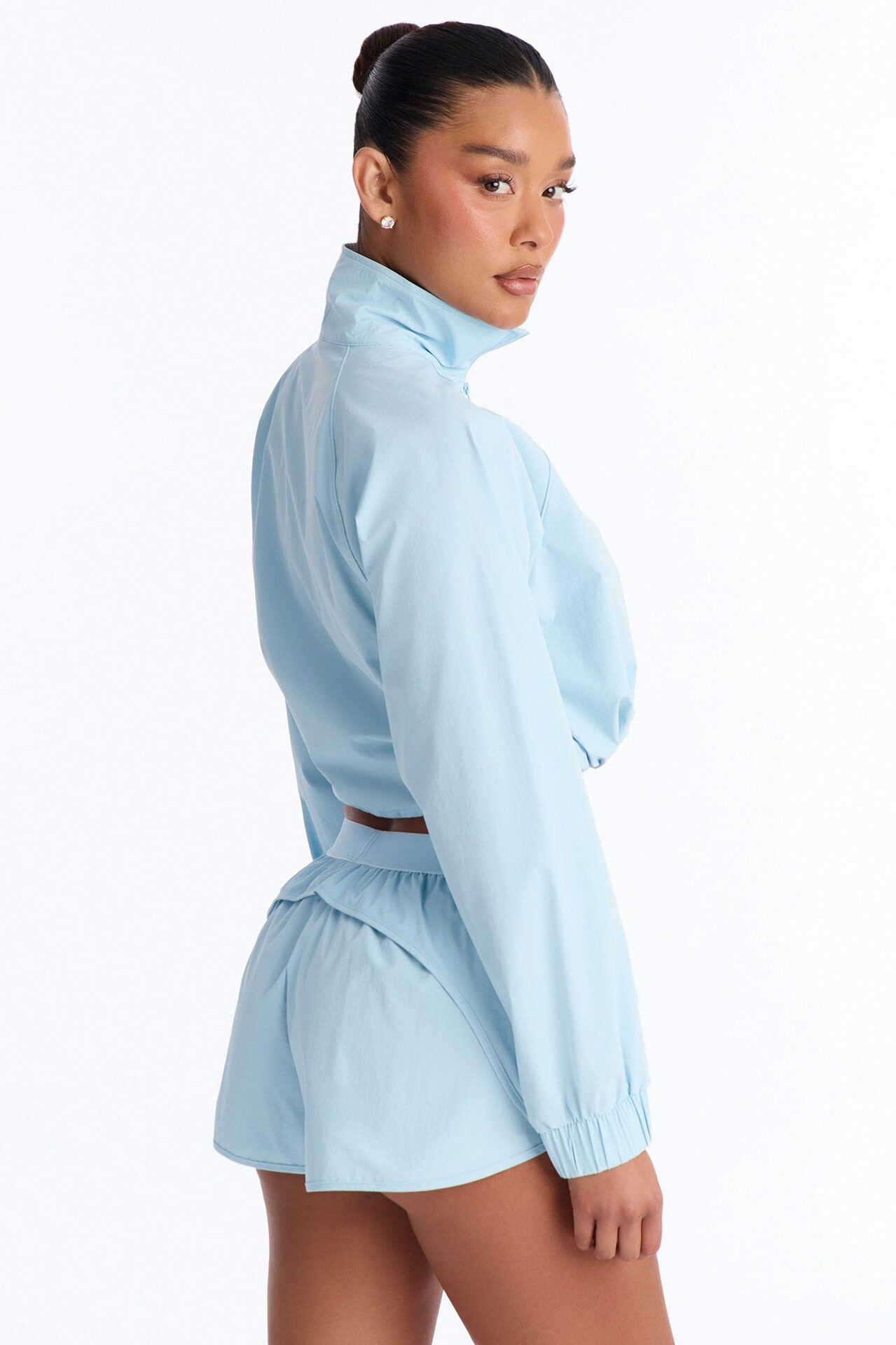 Alora Windbreaker Lounge Quarter Zip - Light Blue
