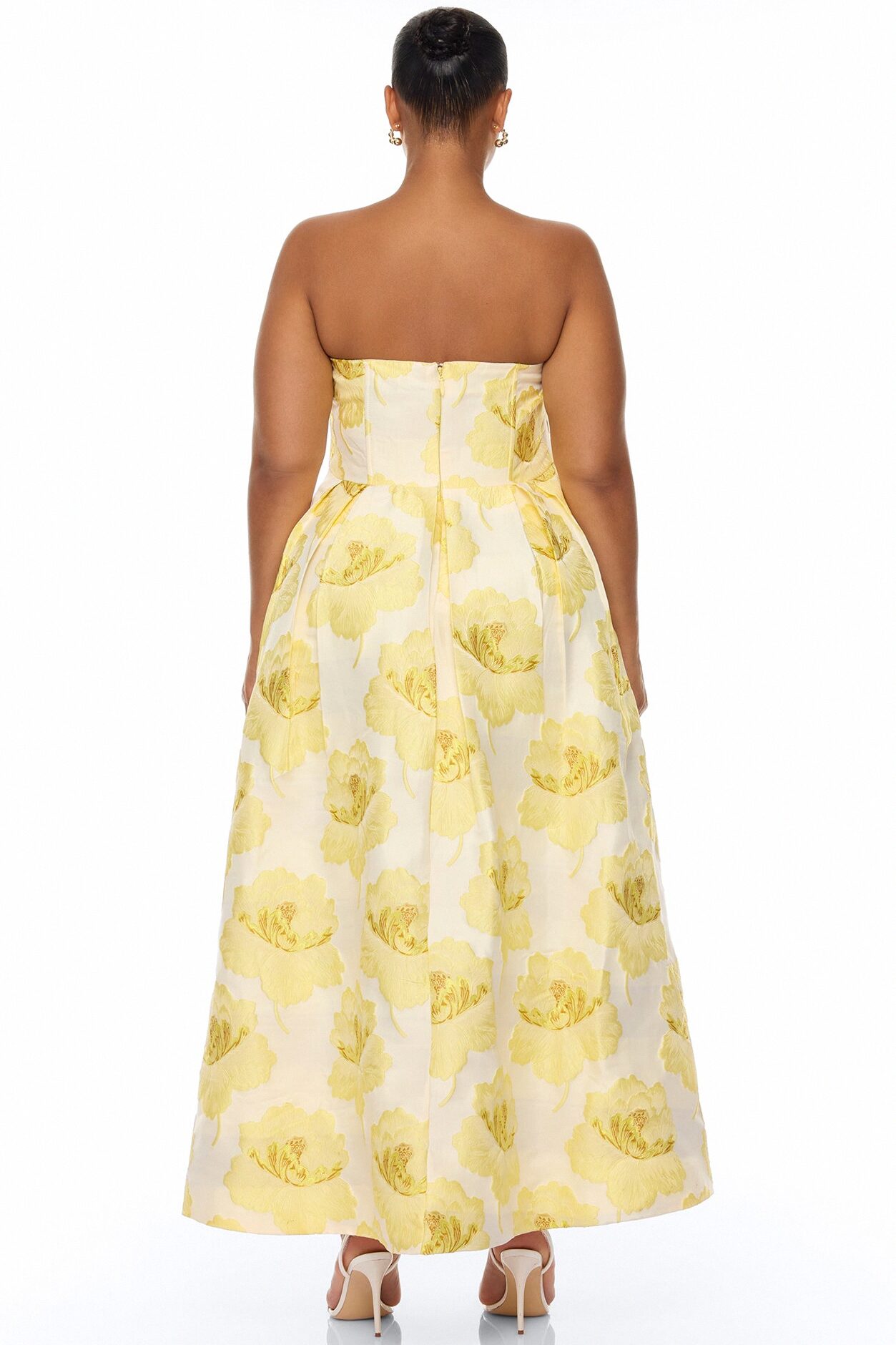 Fiora Strapless Jacquard Maxi Dress - Yellow