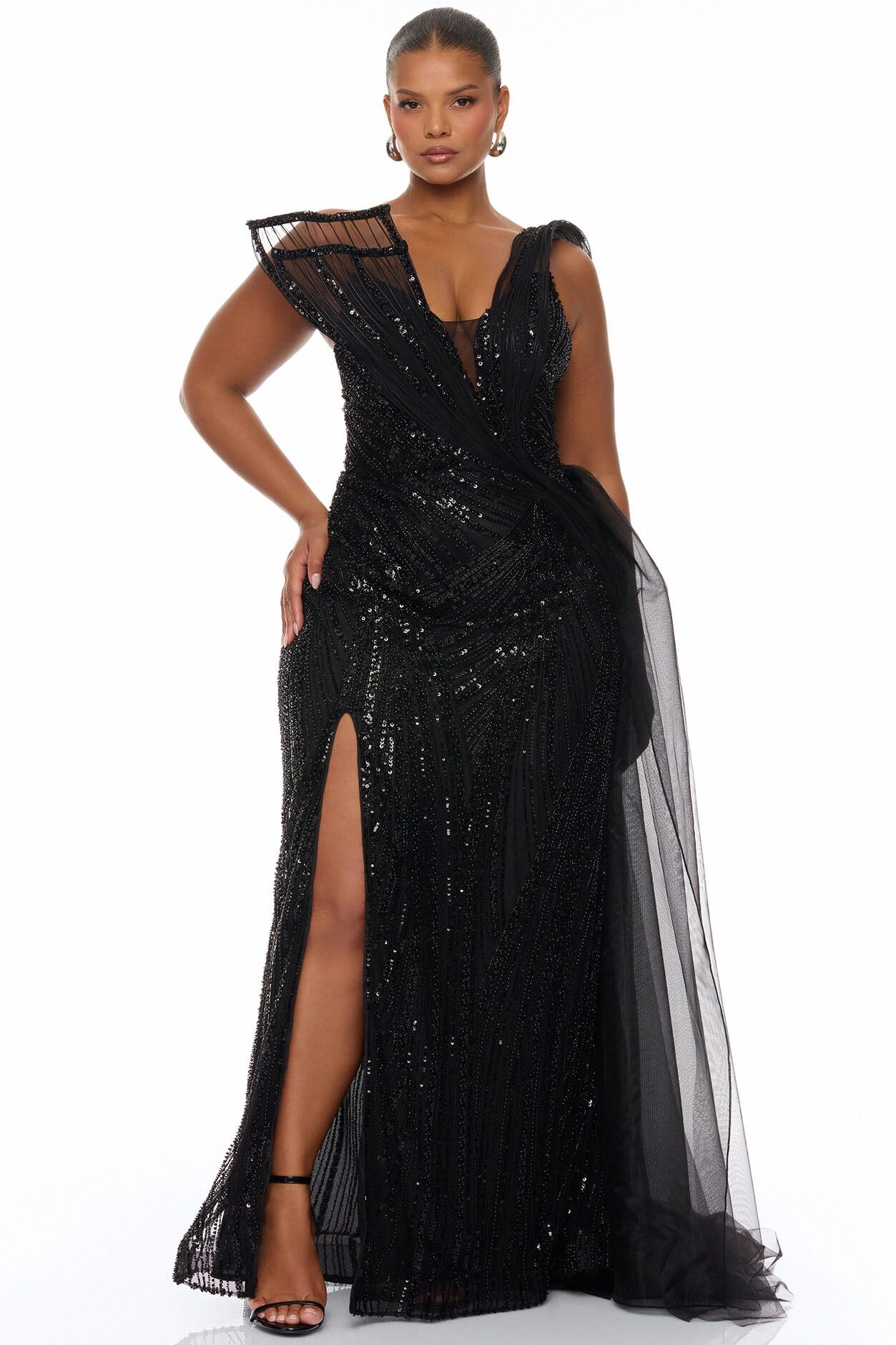 Pure Luxe Embellished Gown - Black