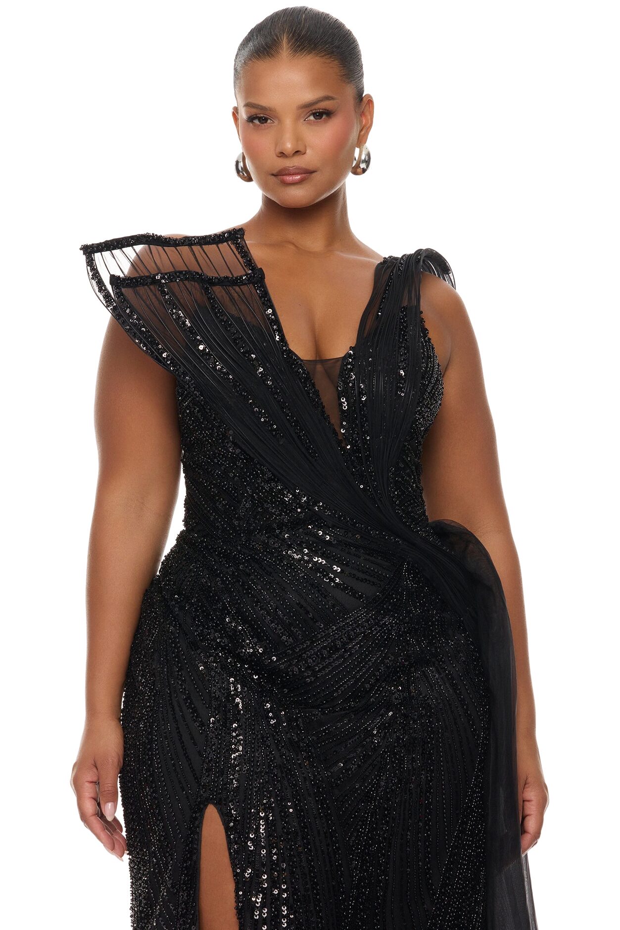 Pure Luxe Embellished Gown - Black