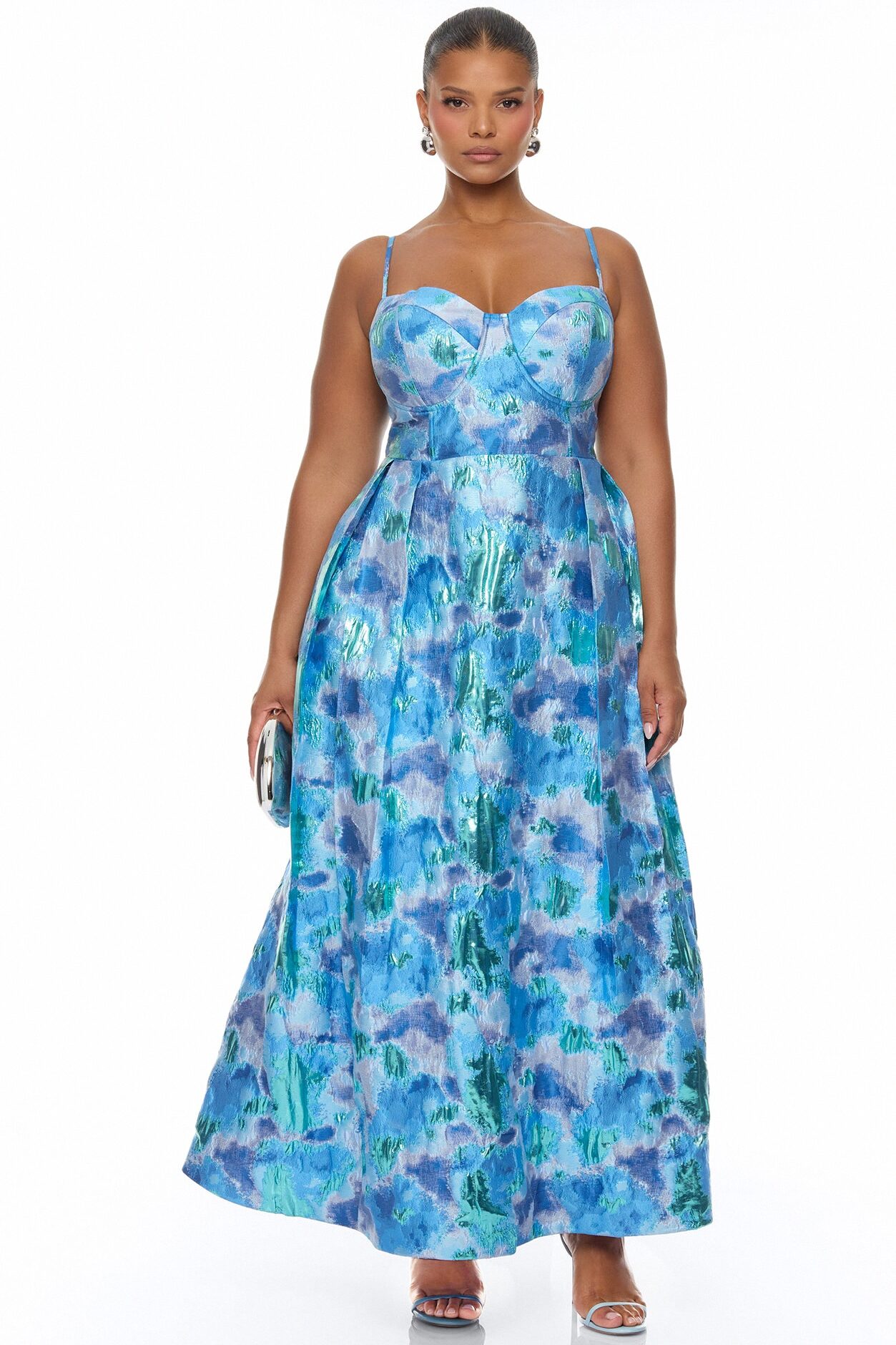 Juliette Jacquard Midi Dress - Blue/combo