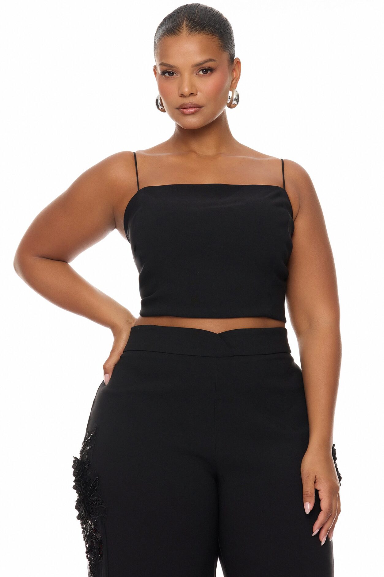 Sweet Serenity Embroidered Pant Set - Black