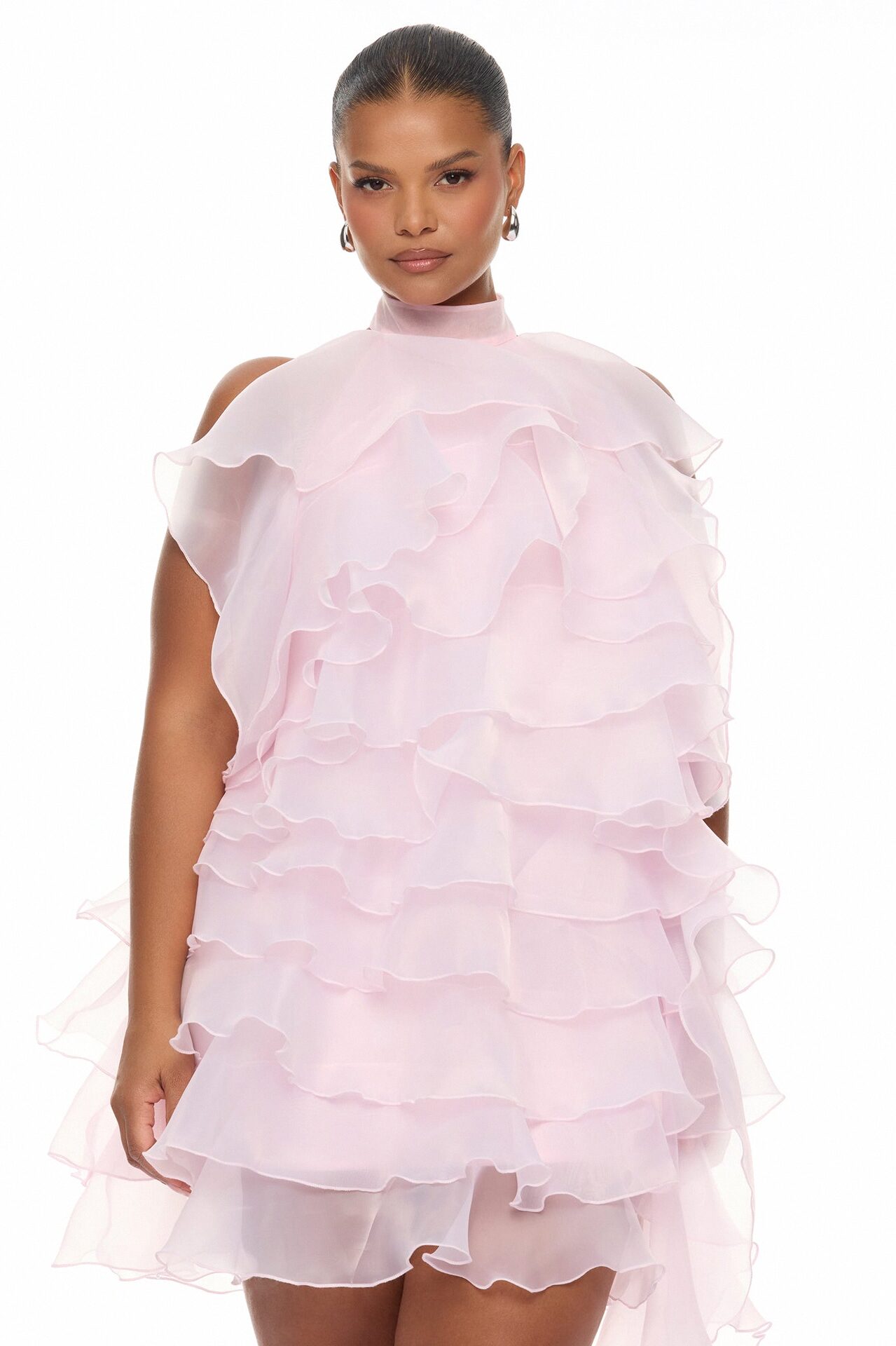 In The Clouds Ruffle Mini Dress - Light Pink