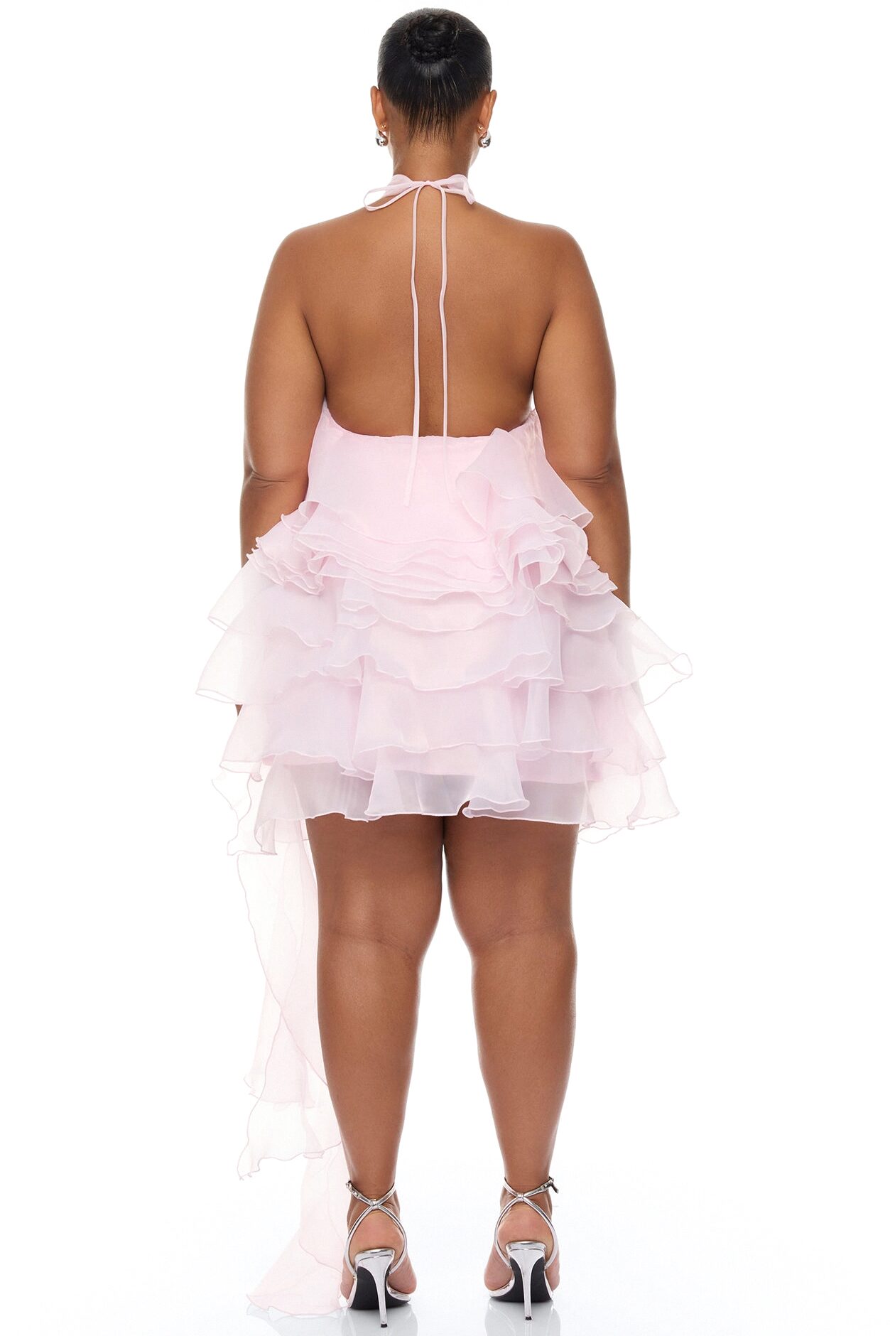 In The Clouds Ruffle Mini Dress - Light Pink