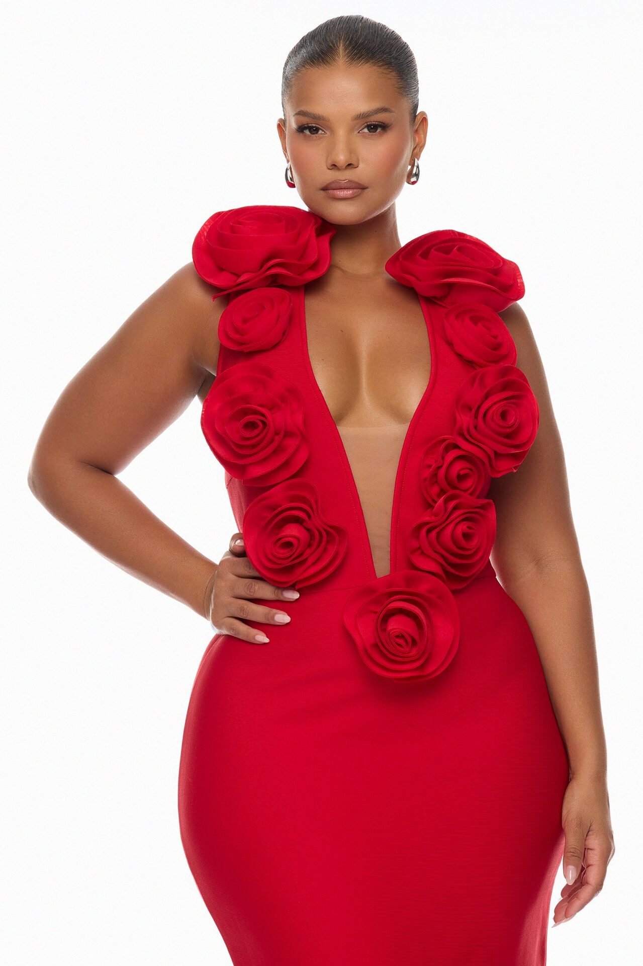 Rosalia Rosette Bandage Maxi Dress - Red