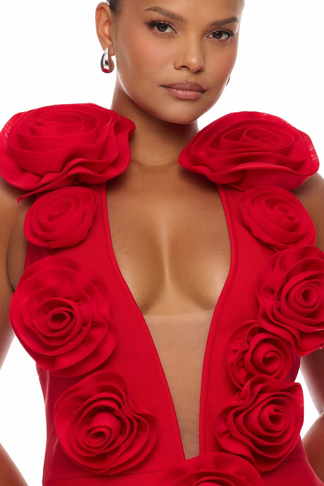 Rosalia Rosette Bandage Maxi Dress - Red