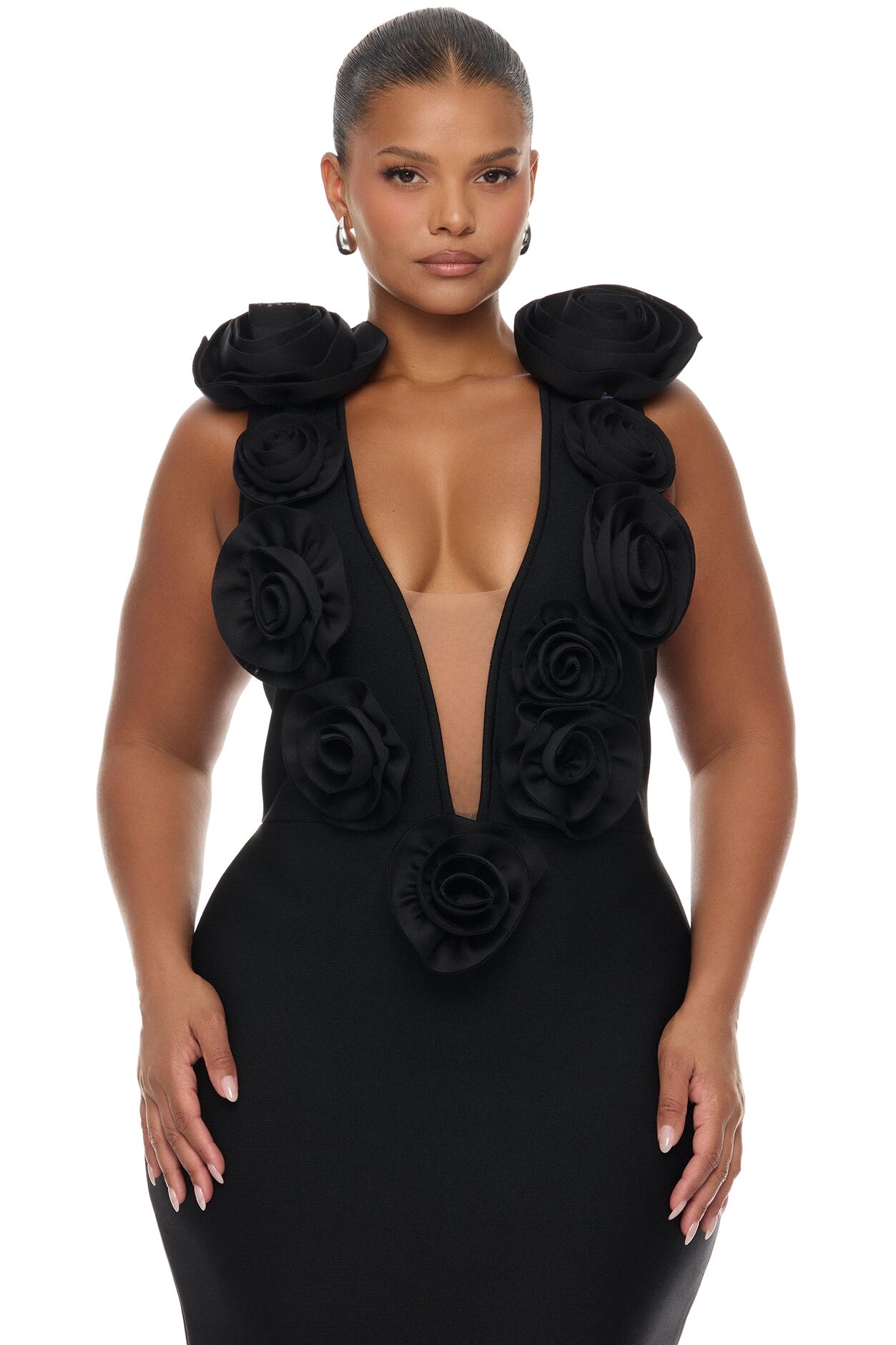 Rosalia Rosette Bandage Maxi Dress - Black