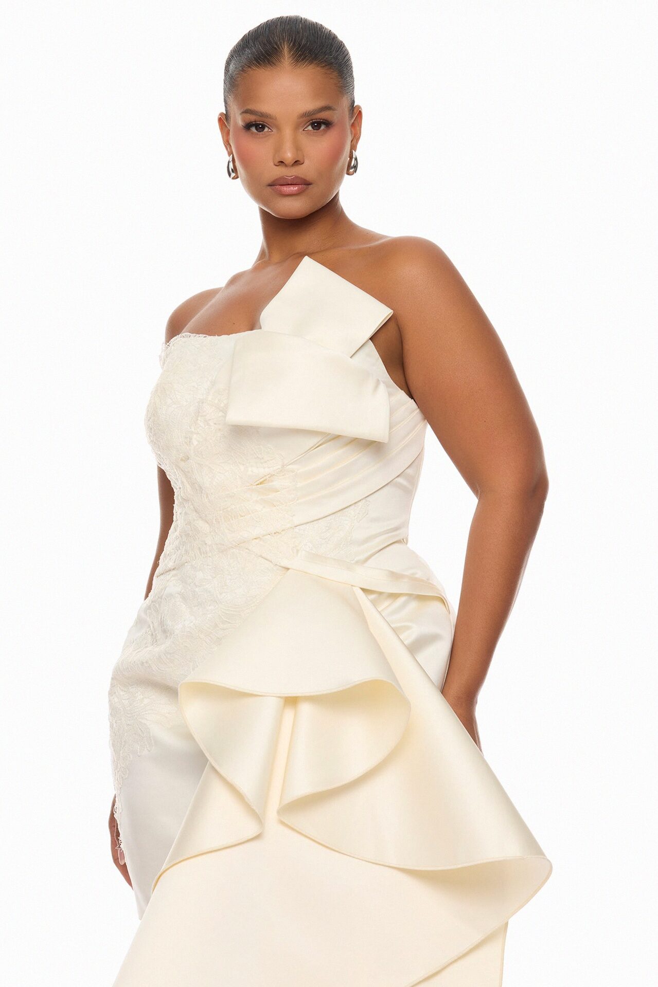 Total Drama Ruffle Drape Mini Dress - Cream