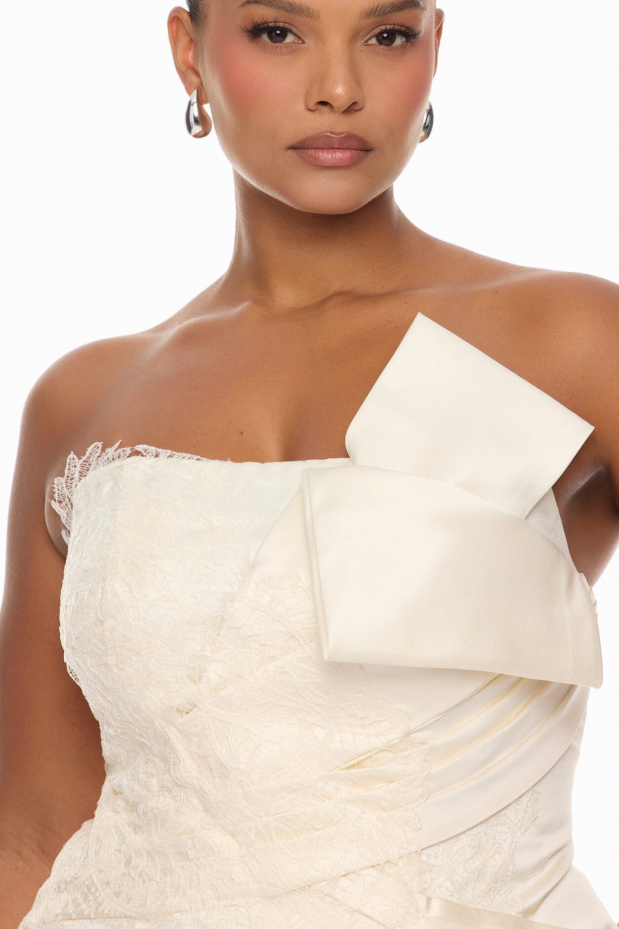 Total Drama Ruffle Drape Mini Dress - Cream