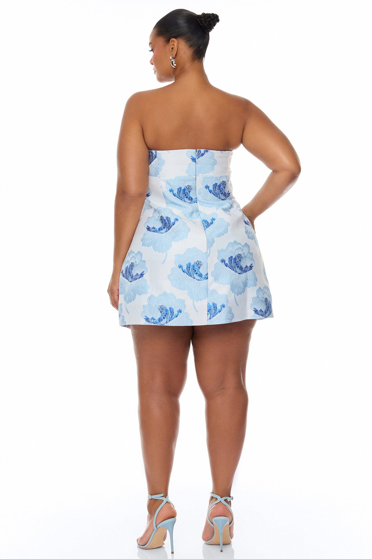 Fiora Strapless Jacquard Mini Dress - Blue