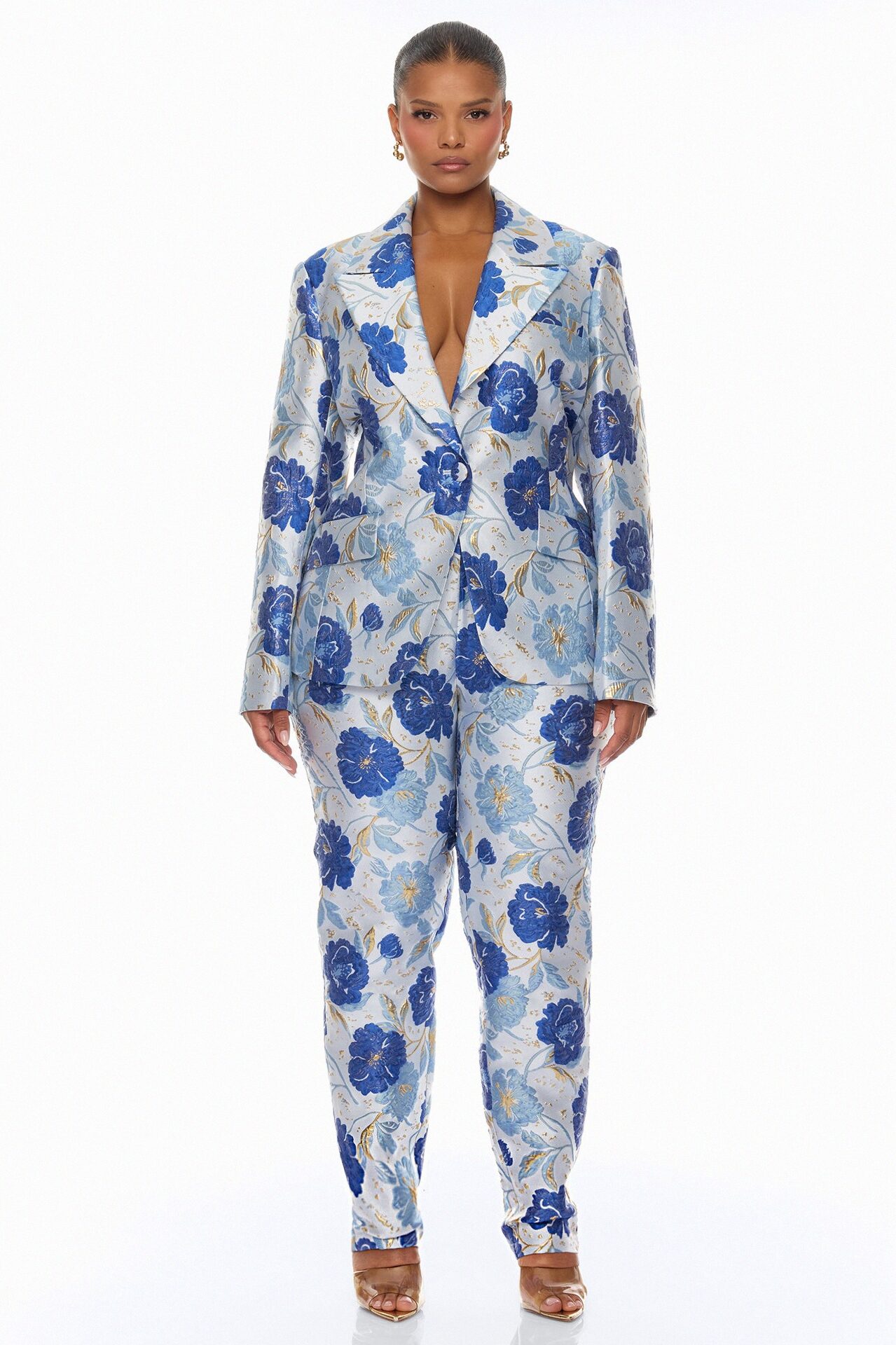 Florencia Jacquard Pant Set - Blue/combo