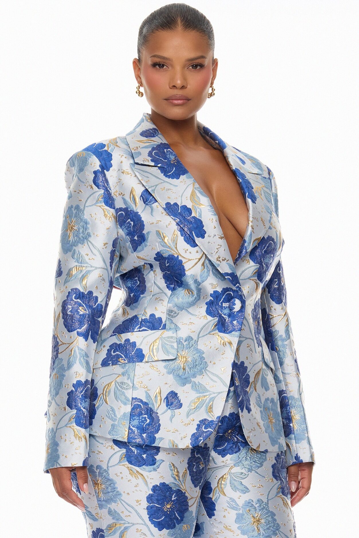 Florencia Jacquard Pant Set - Blue/combo
