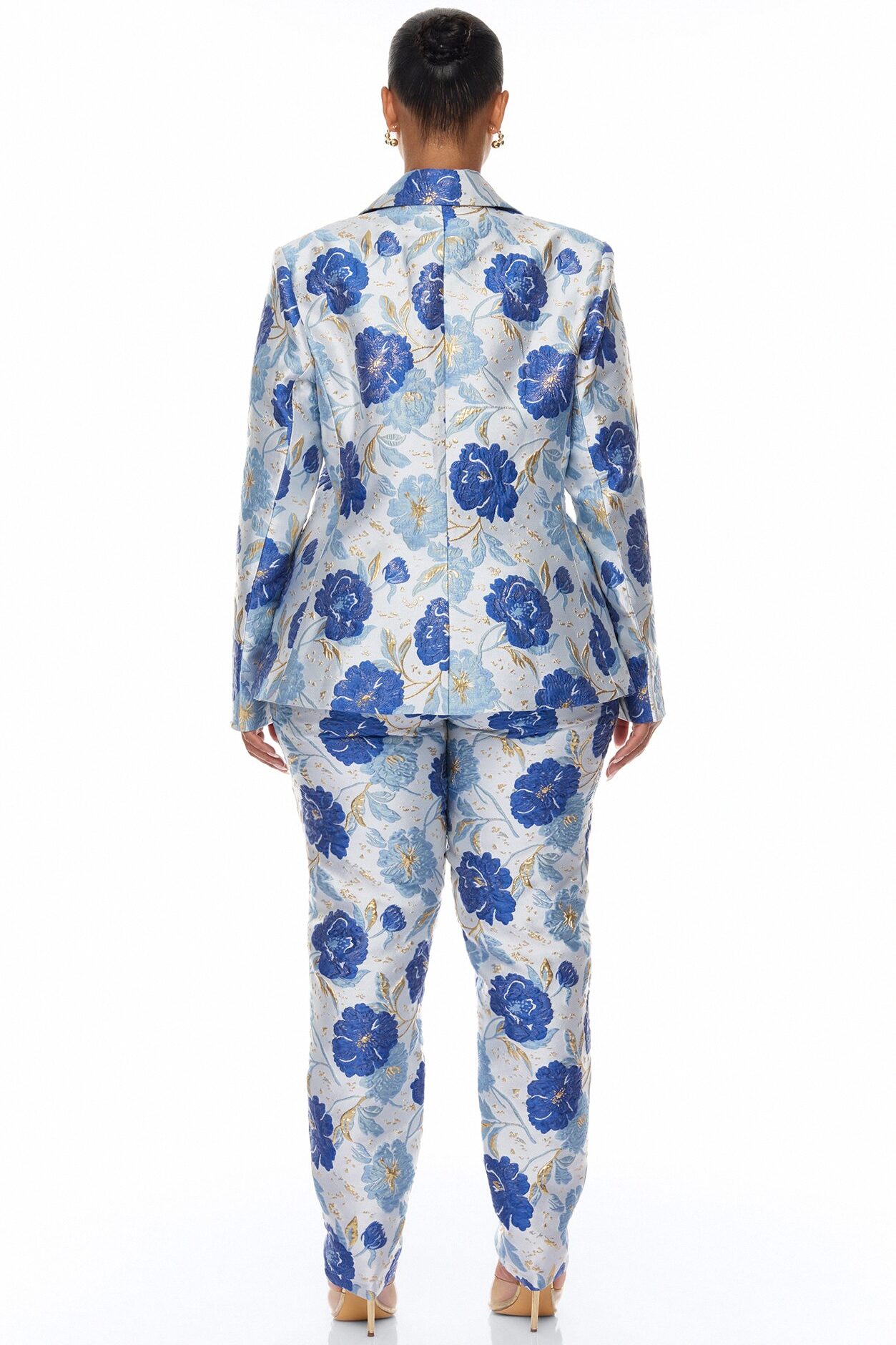 Florencia Jacquard Pant Set - Blue/combo