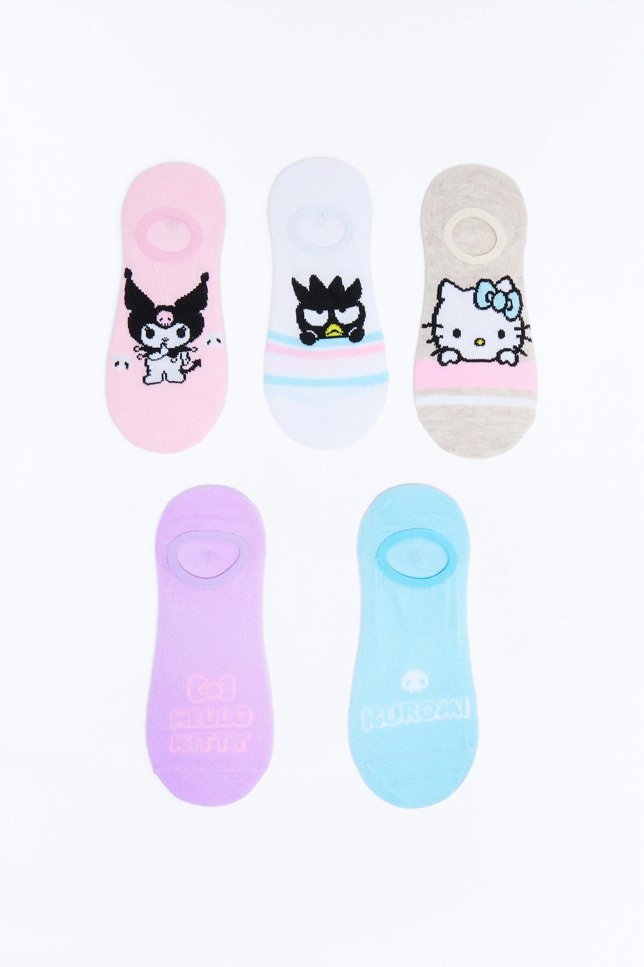 Hello Kitty And Friends 5 Pack No Show Socks - Grey/combo