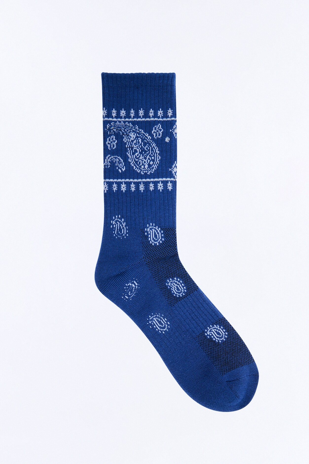 Paisley Bandana Crew Socks - Blue