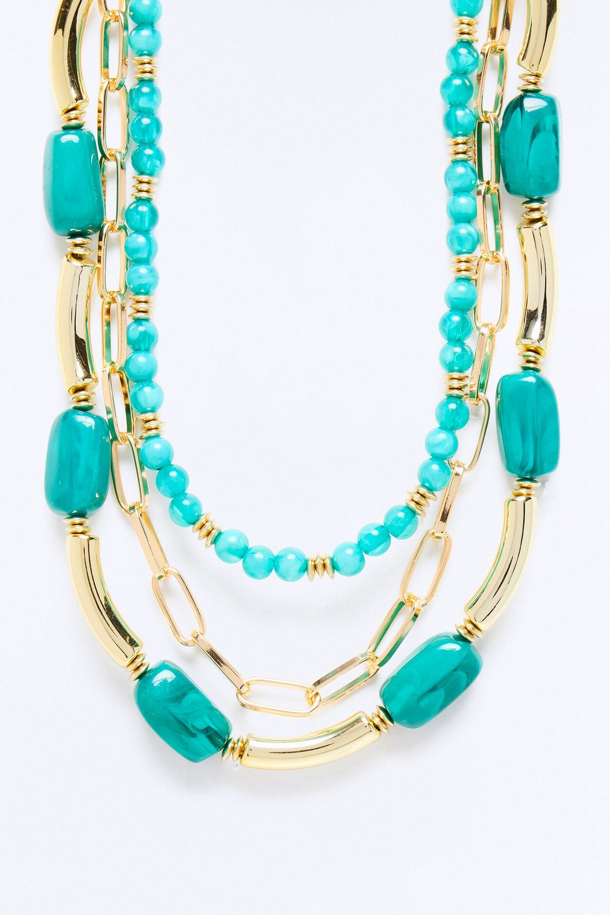 Beaded Brady Layered Necklace - Gold/Blue