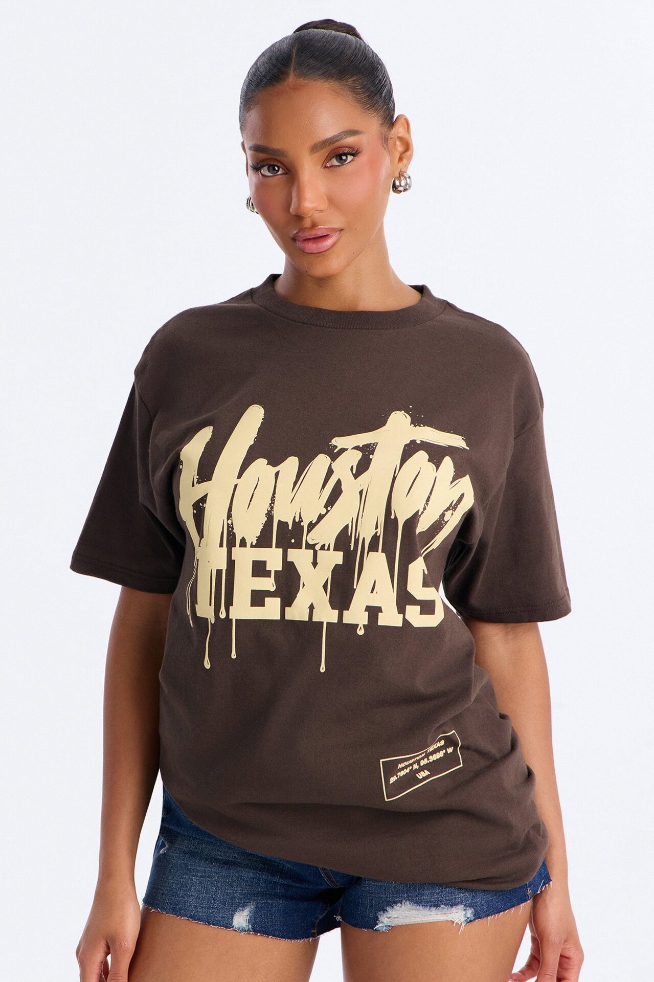 Houston Drip Tee - Brown