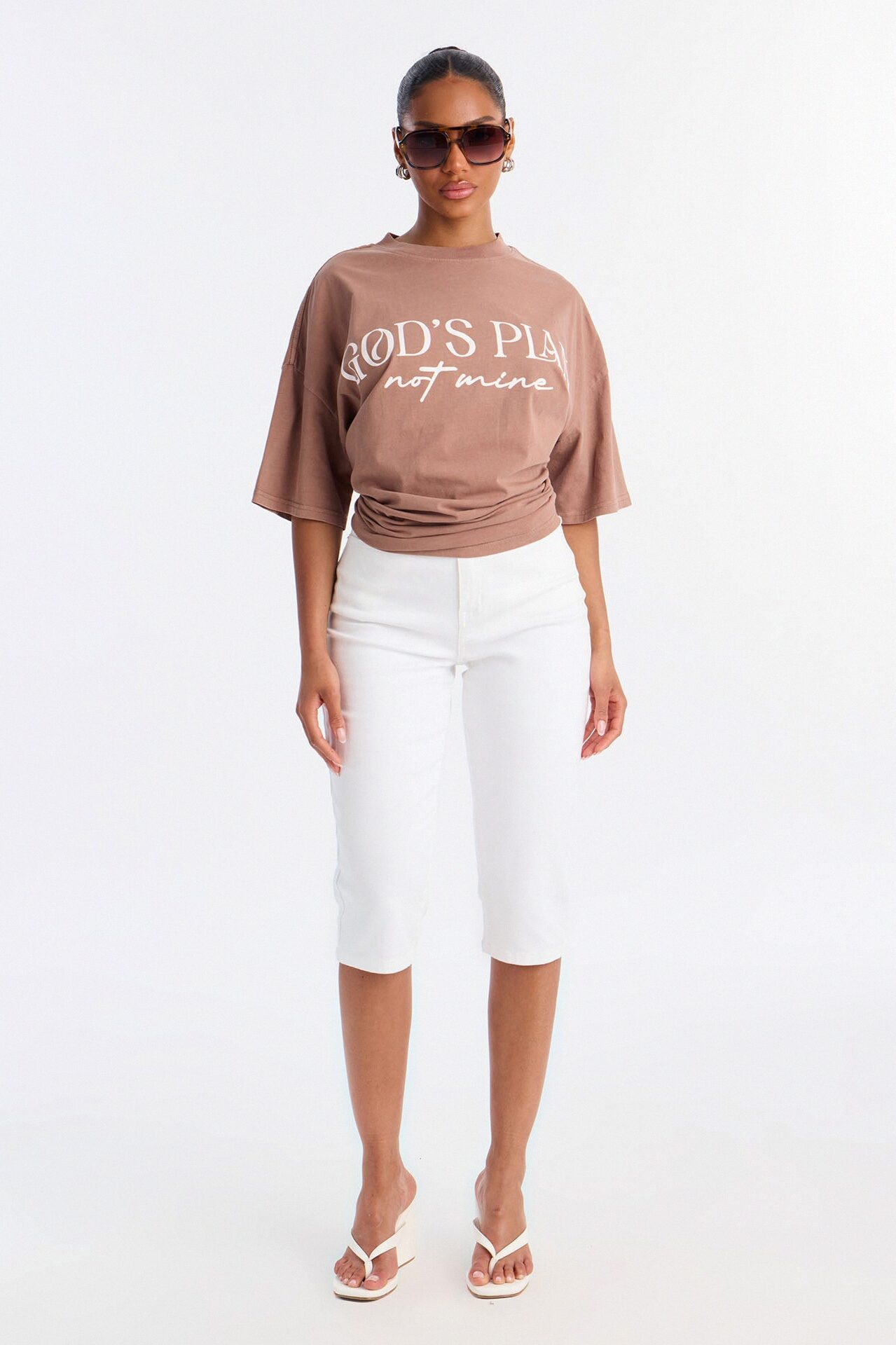 God's Plan Not Mine Washed Tshirt - Brown