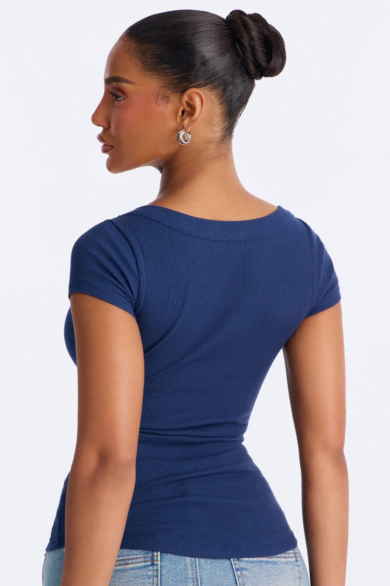 Everyday Ribbed Cap Sleeve Baby Tee - Navy