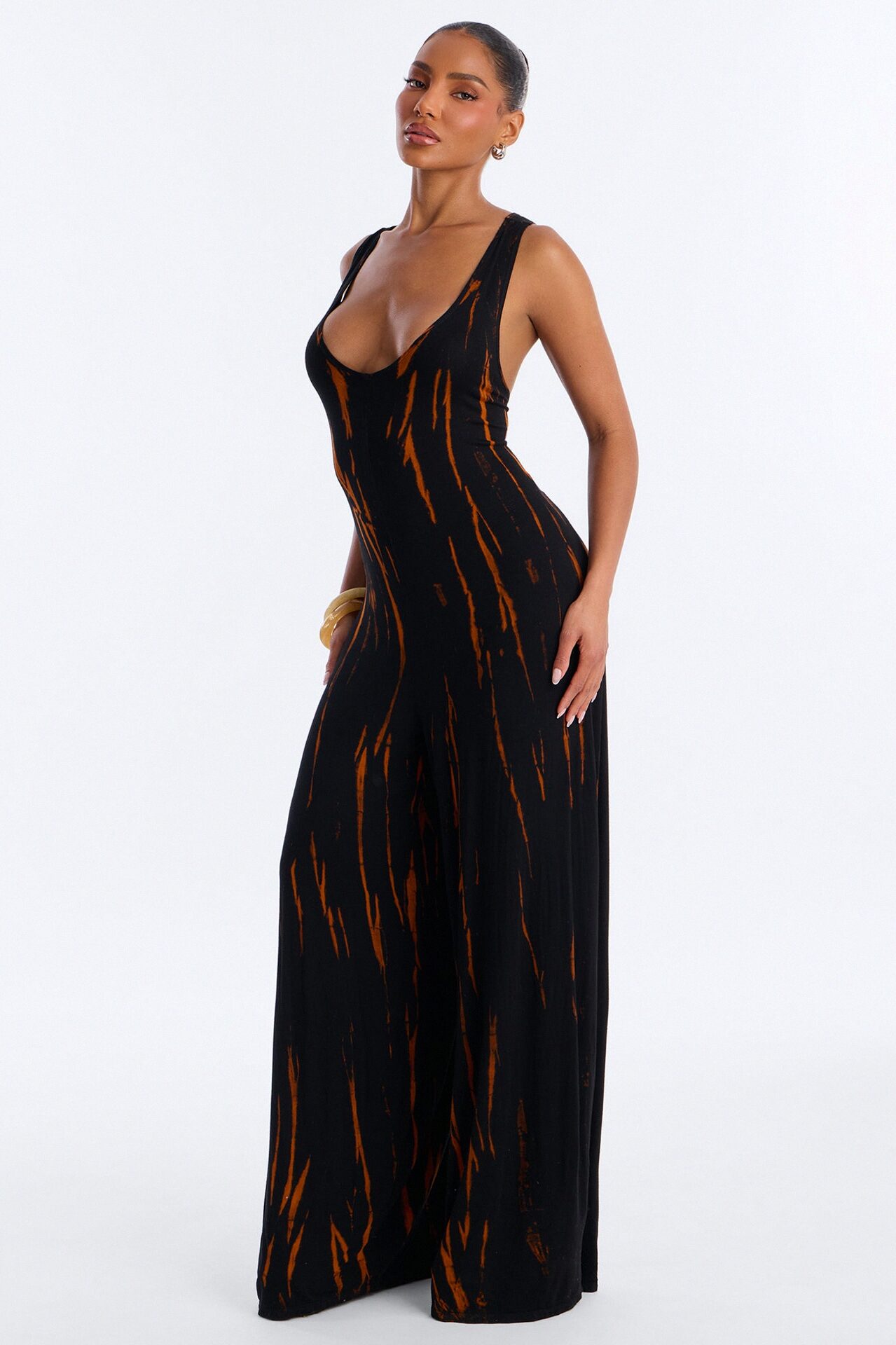 Rileigh Tie Dye Wide Leg Jumpsuit - Rust