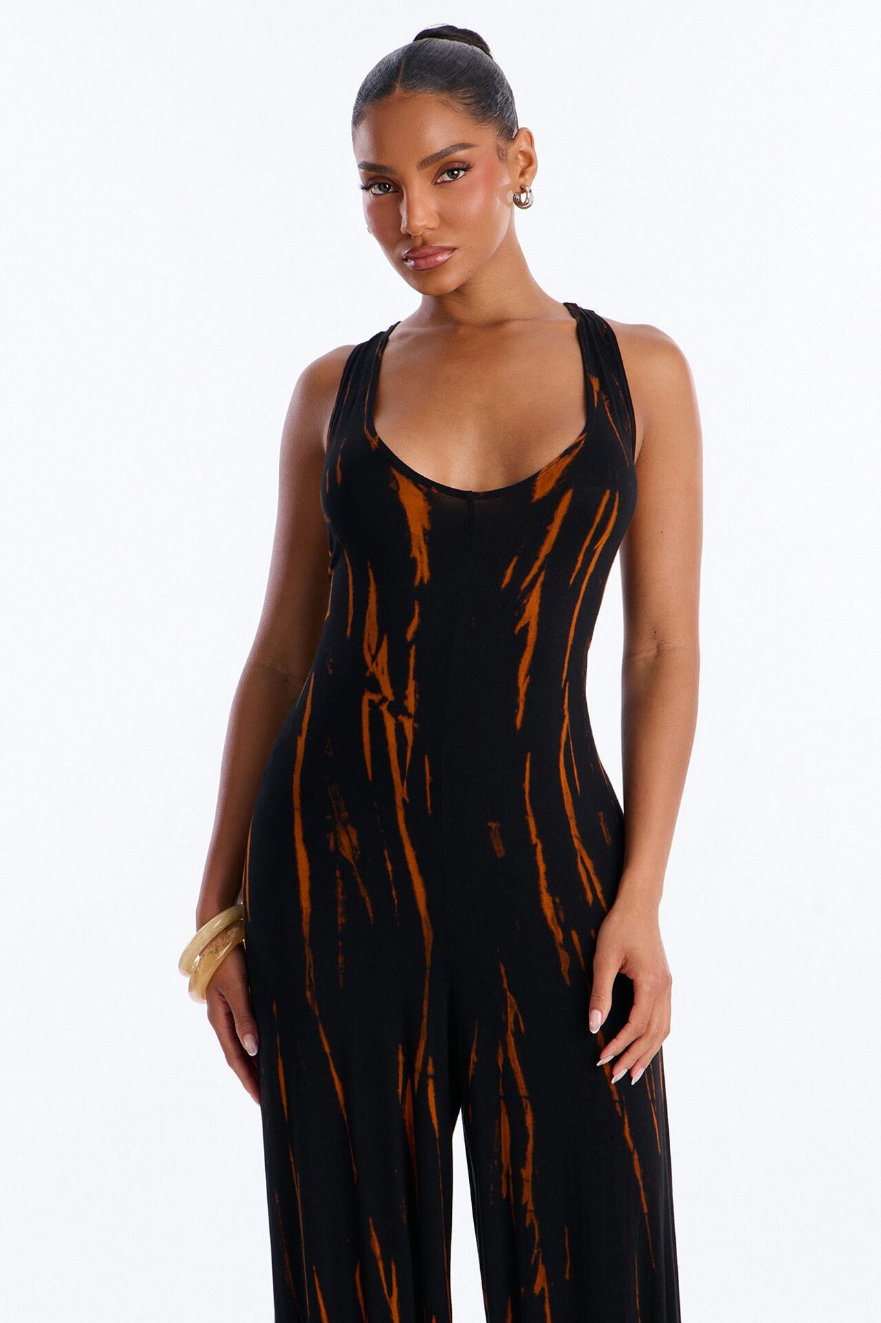 Rileigh Tie Dye Wide Leg Jumpsuit - Rust