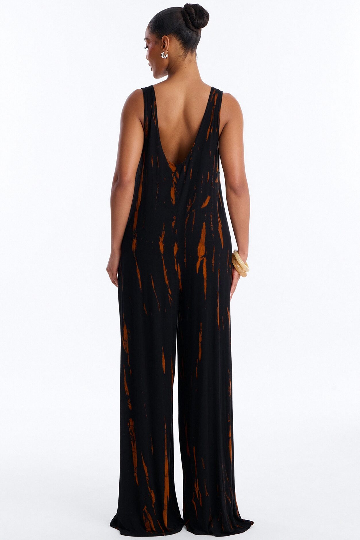 Rileigh Tie Dye Wide Leg Jumpsuit - Rust