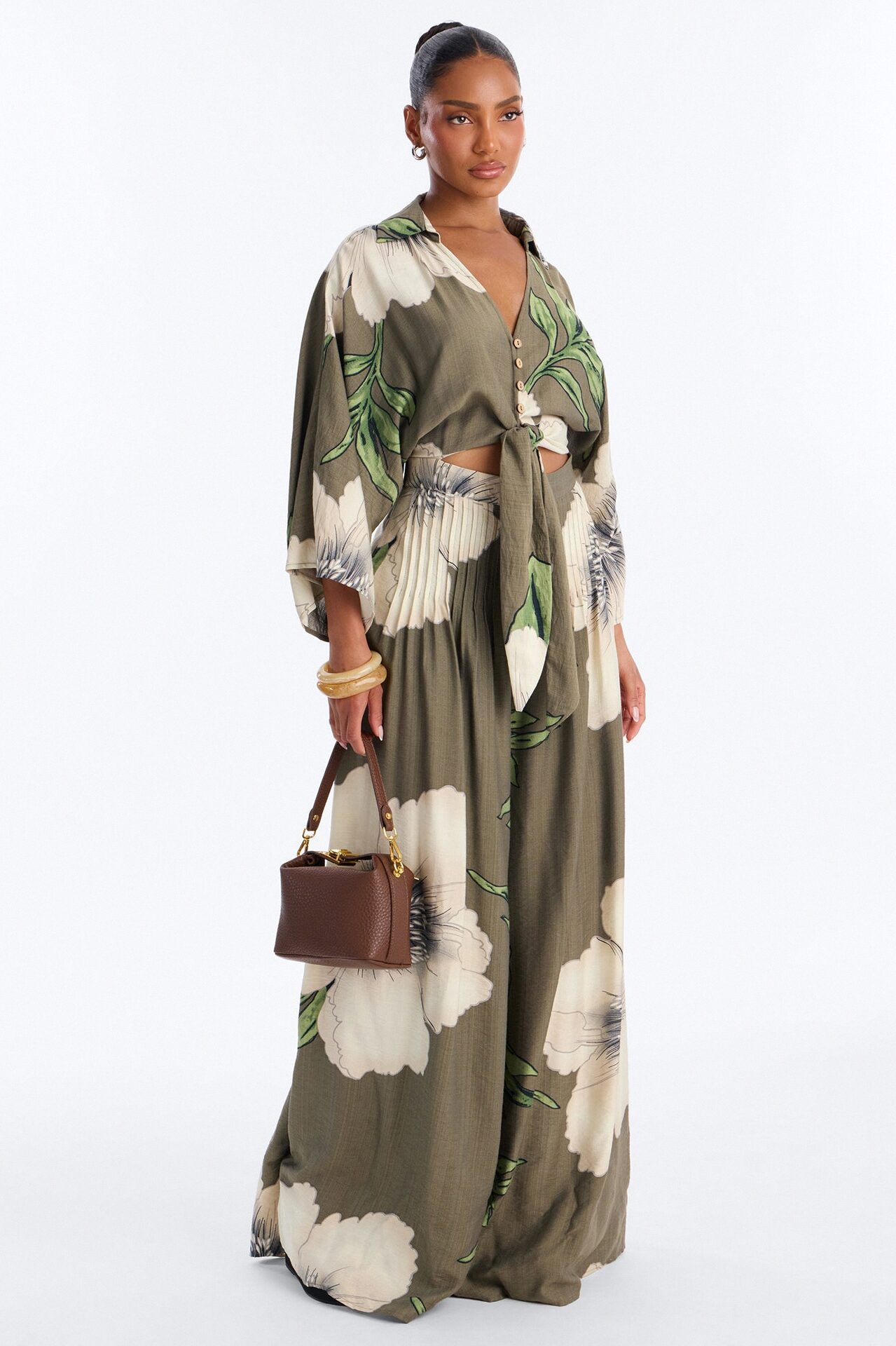 Vacation Vibe Floral Wide Leg Jumpsuit - Green