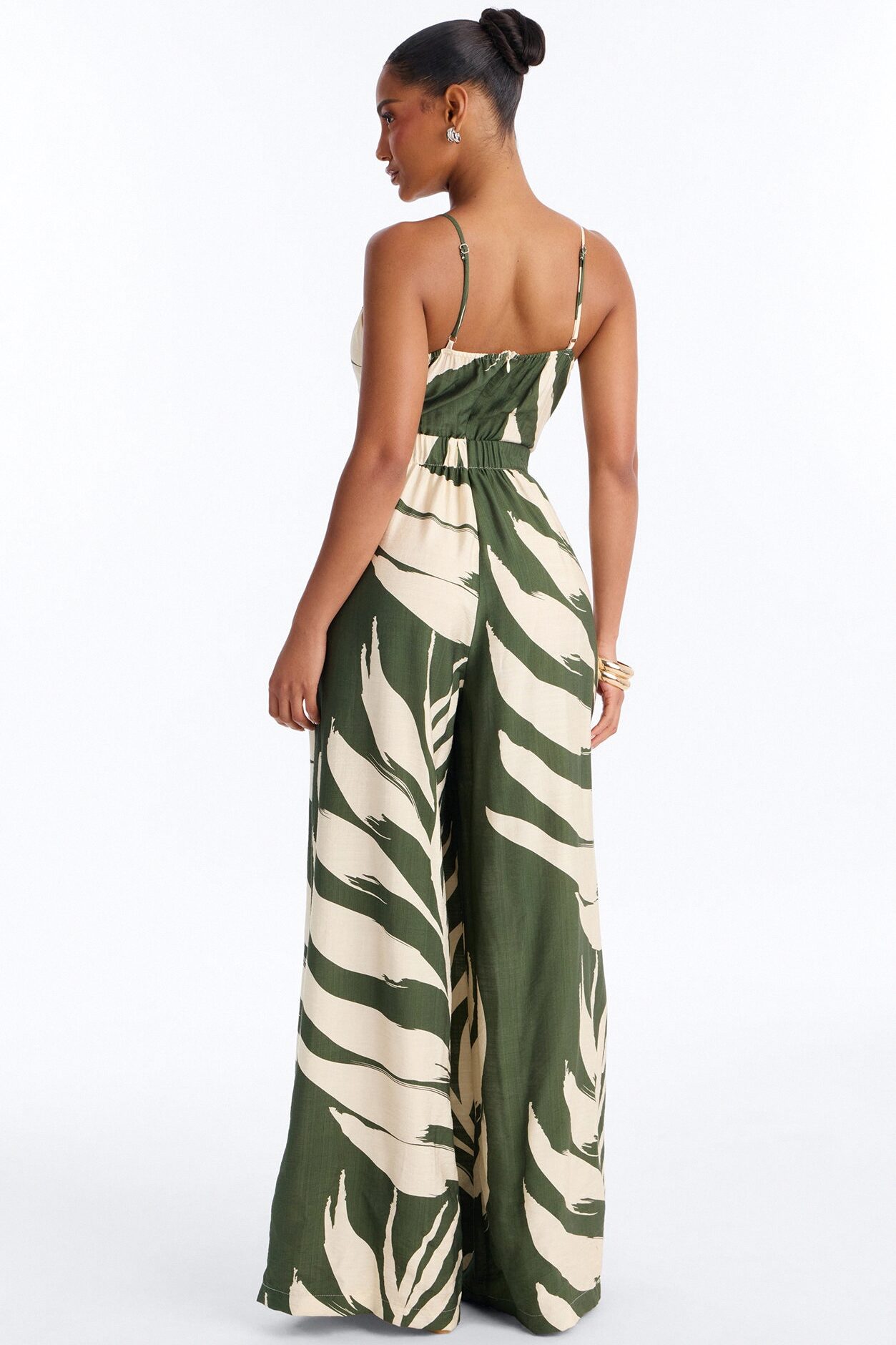 Tanya Tropical Wide Leg Jumpsuit - Green