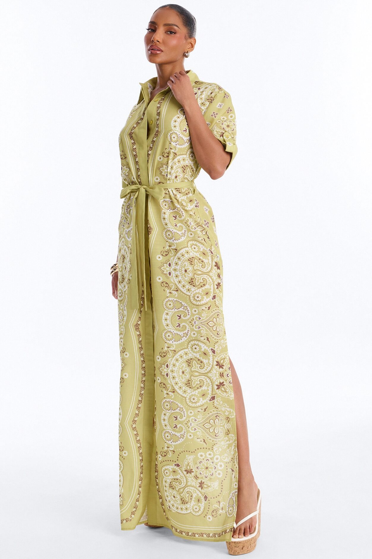 Coastal Mindset Paisley Maxi Dress - Green/combo