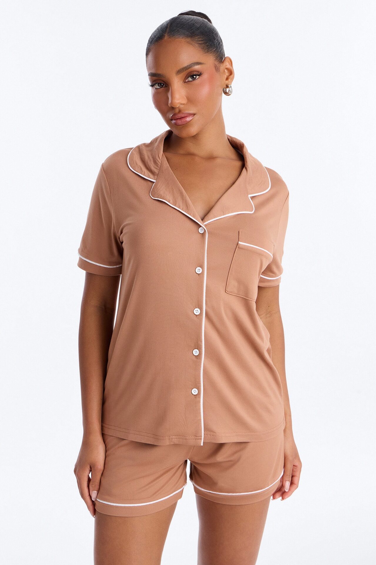 Ready For Bed PJ Short Set - Mocha
