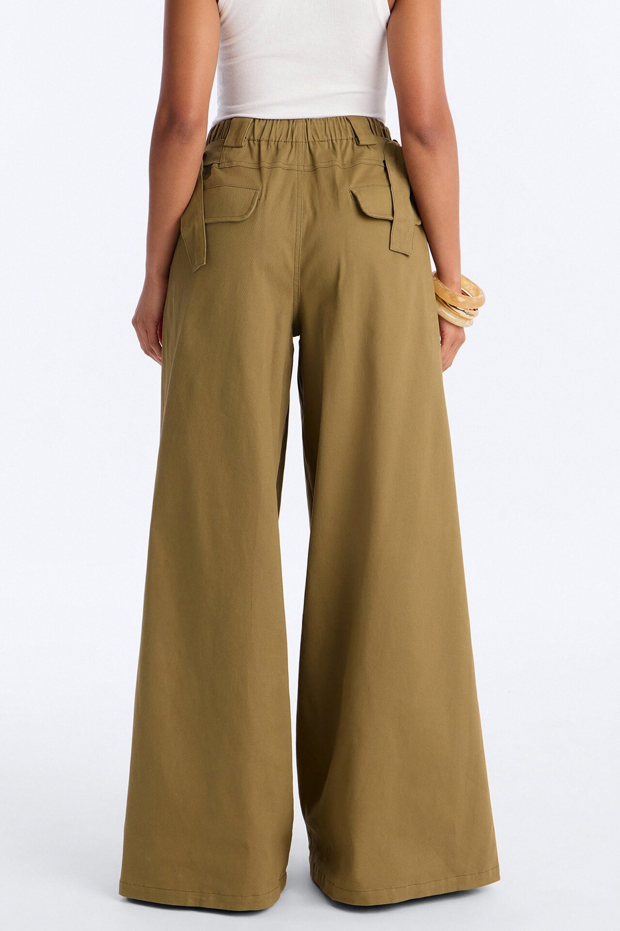 Mira High Rise Cargo Wide Leg Pant - Olive