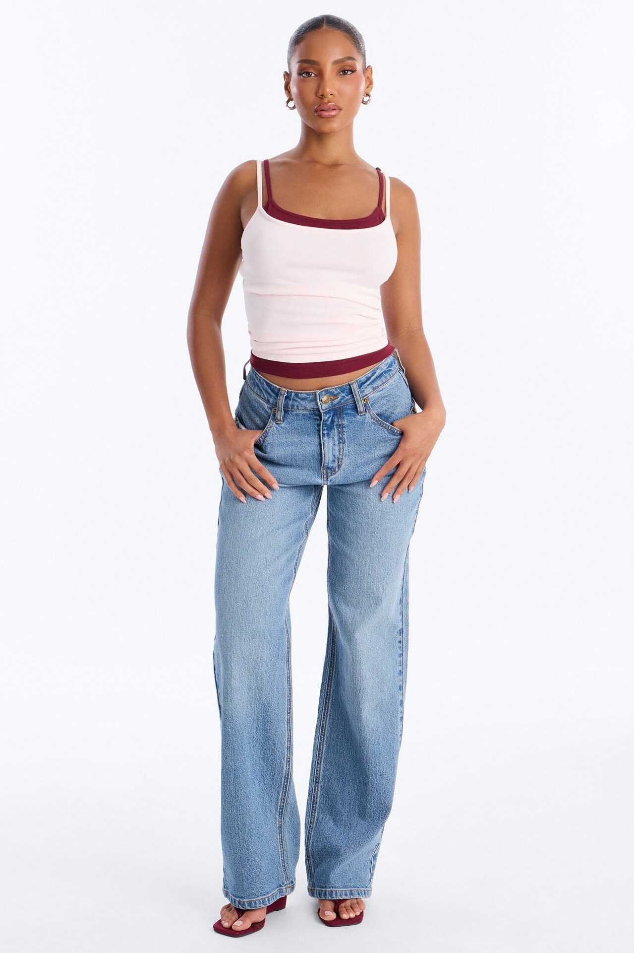 Soho Babe Double Layered Cami Top - Pink/combo