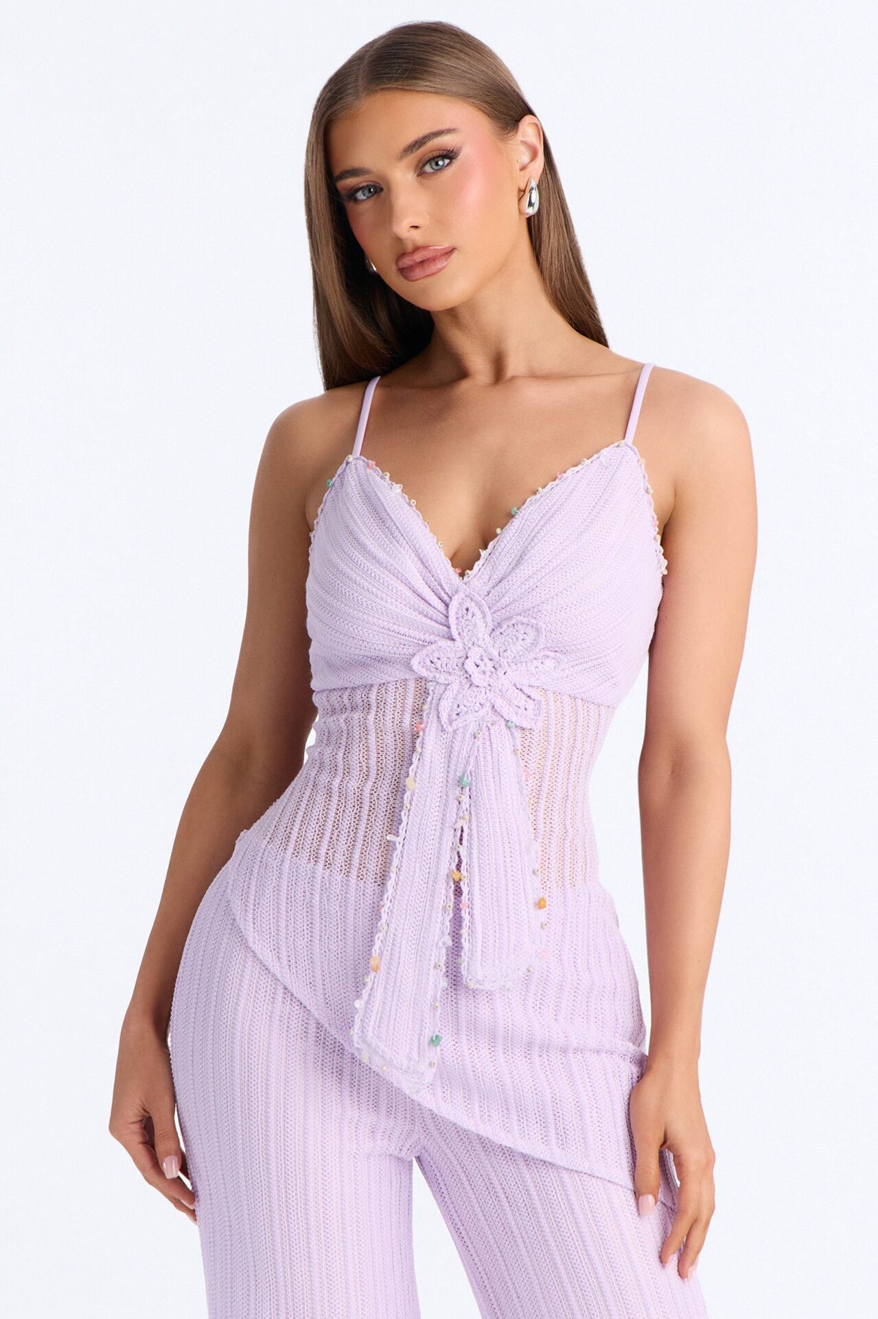 Judy Crochet Pant Set - Lilac