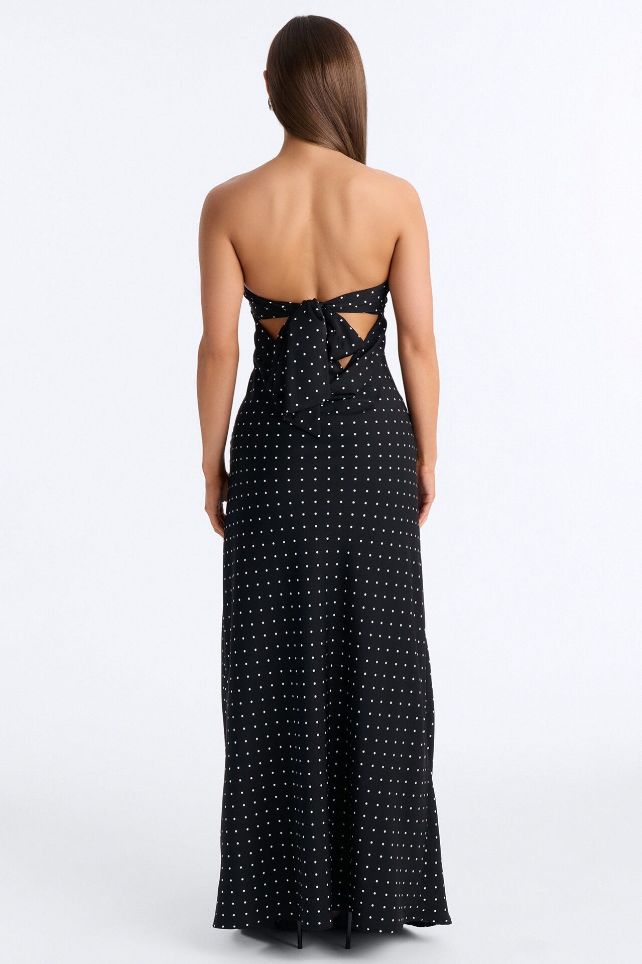 Karina Polka Tie Back Maxi Dress - Black/combo