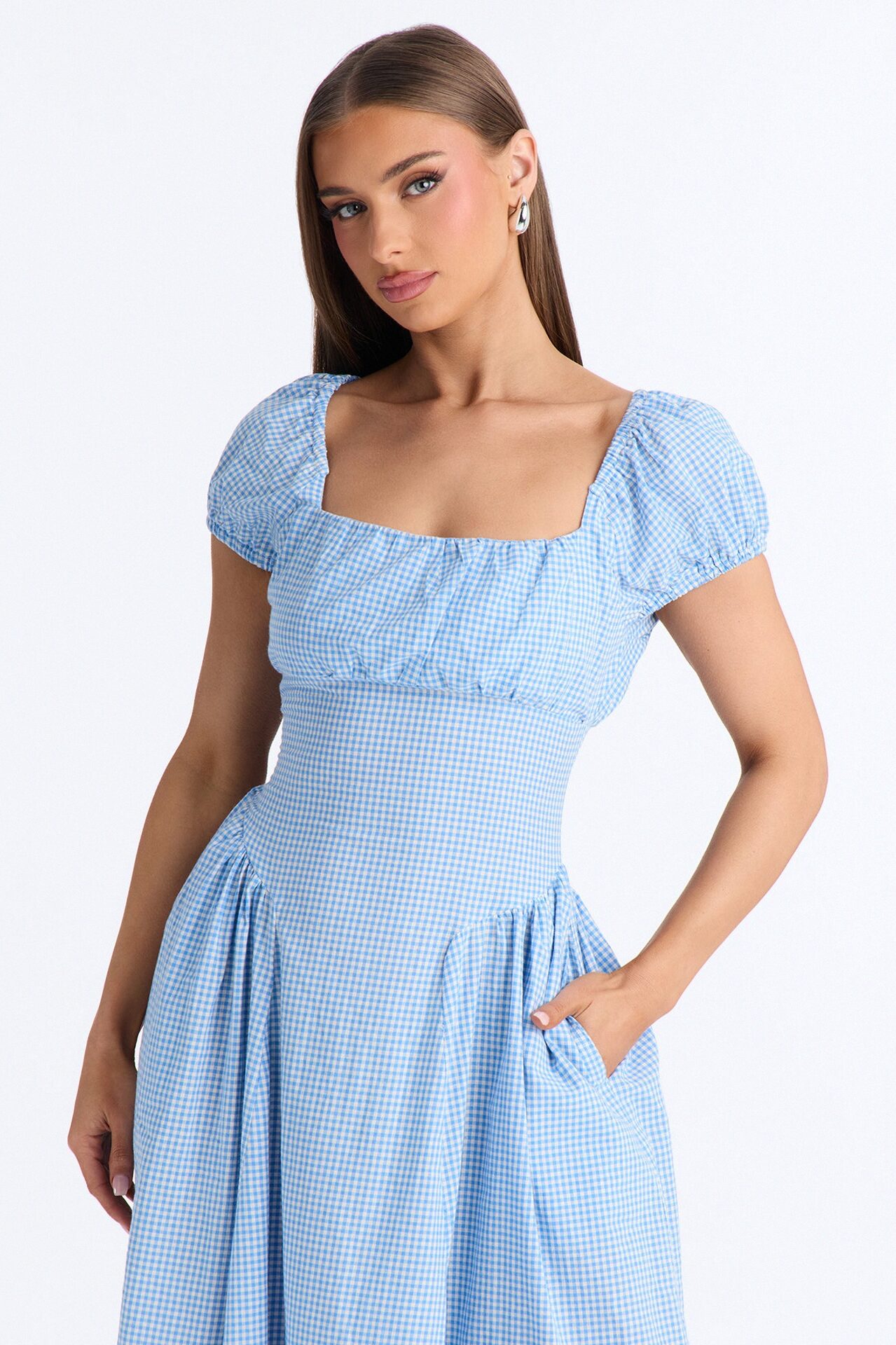 Maribelle Puff Sleeve Maxi Dress - Blue/combo