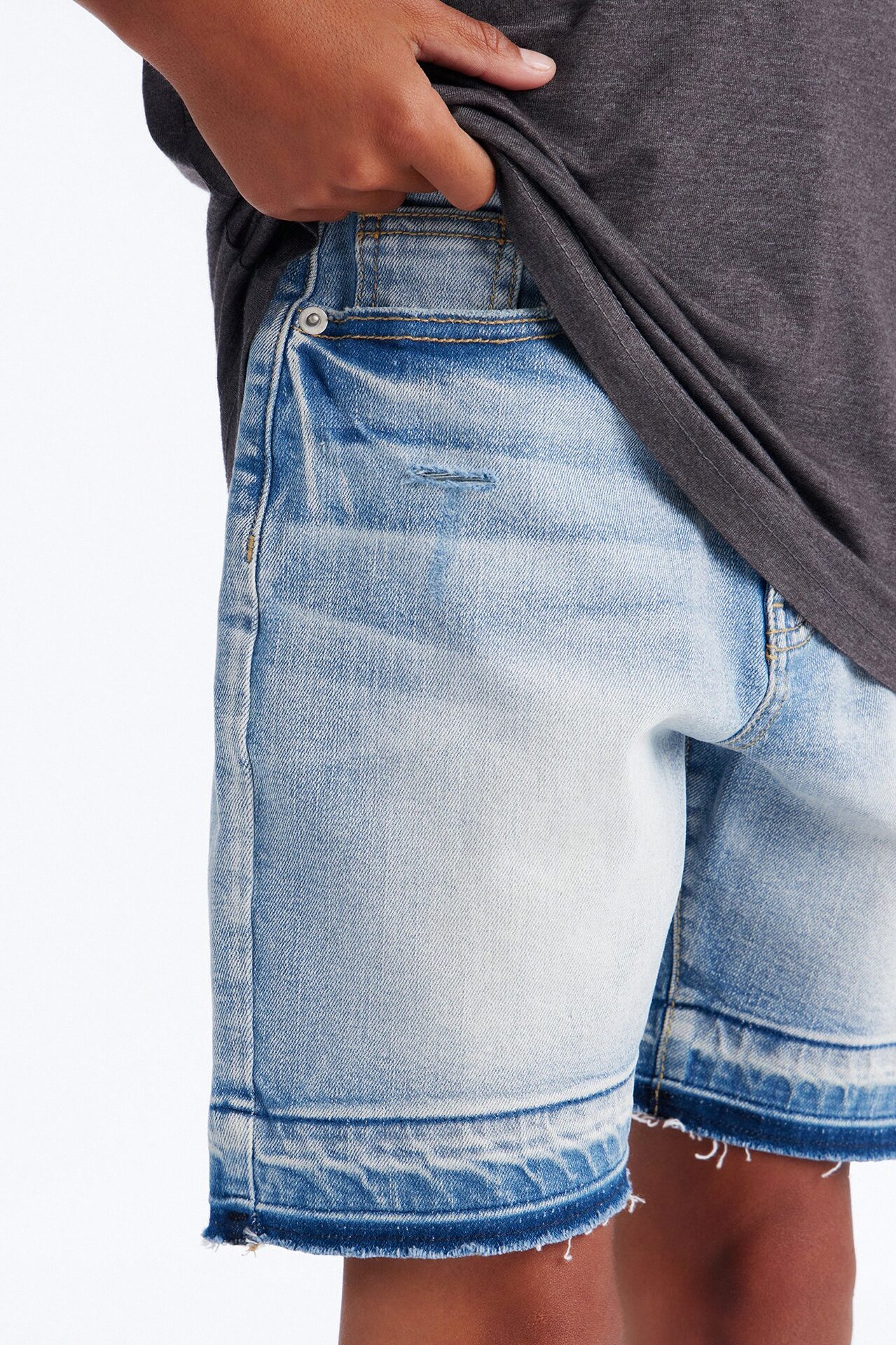Mini Run Around Relaxed Denim Shorts - Light Wash